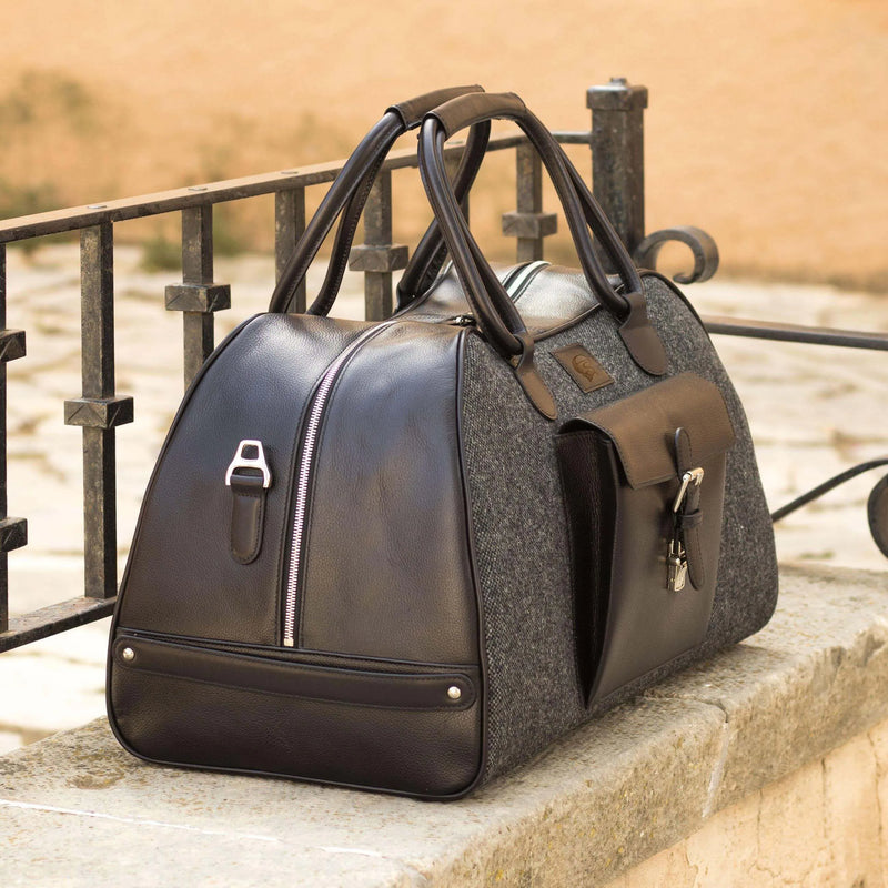 Berlin Duffle Bag II showcasing unique savoir-faire in leather goods and tweed design