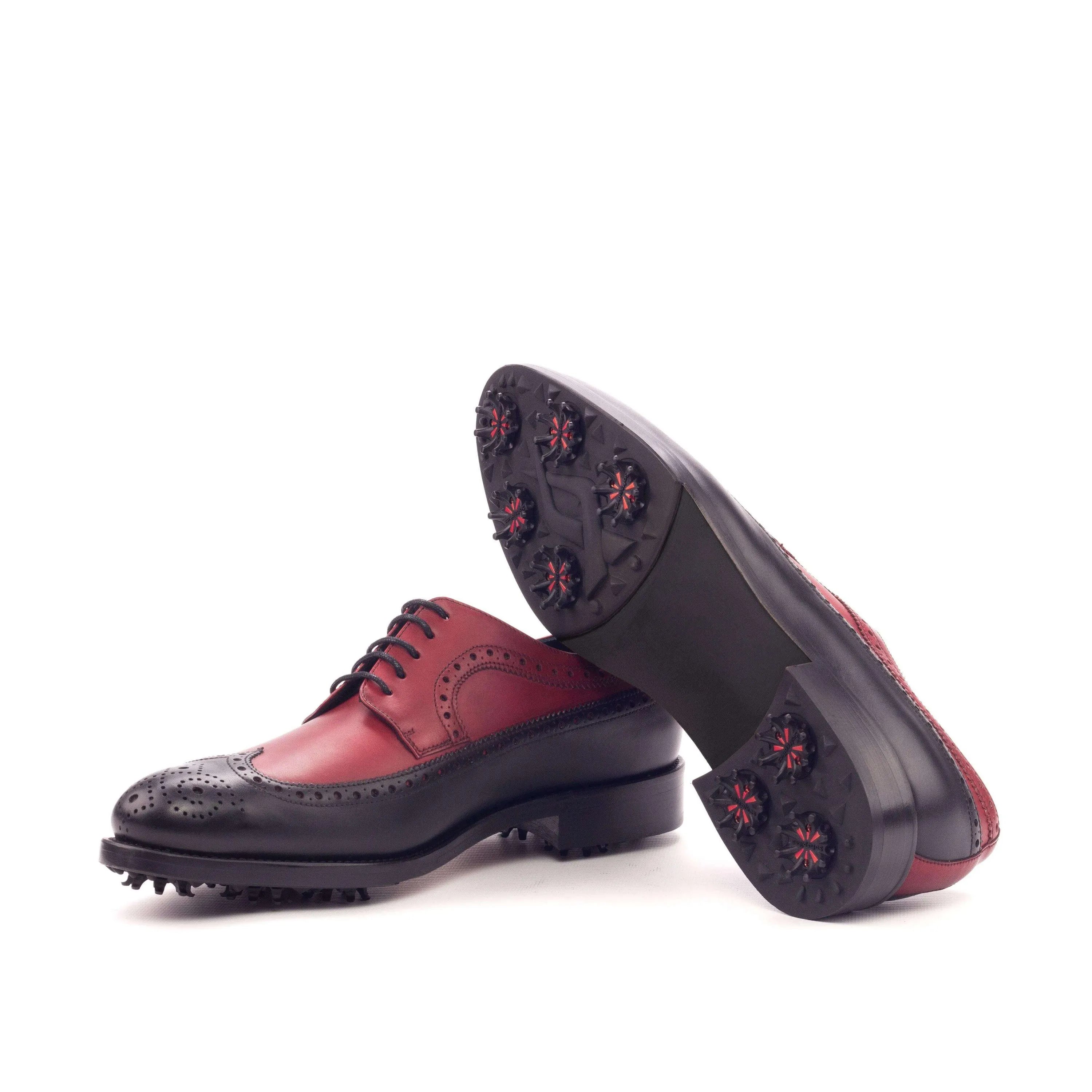 Two-tone Birdie Long Blucher Golf Shoes II featuring stylish long wingtip blucher design