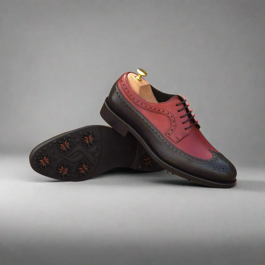 Two-toned leather Birdie Long Blucher golf shoes designed for style and performance