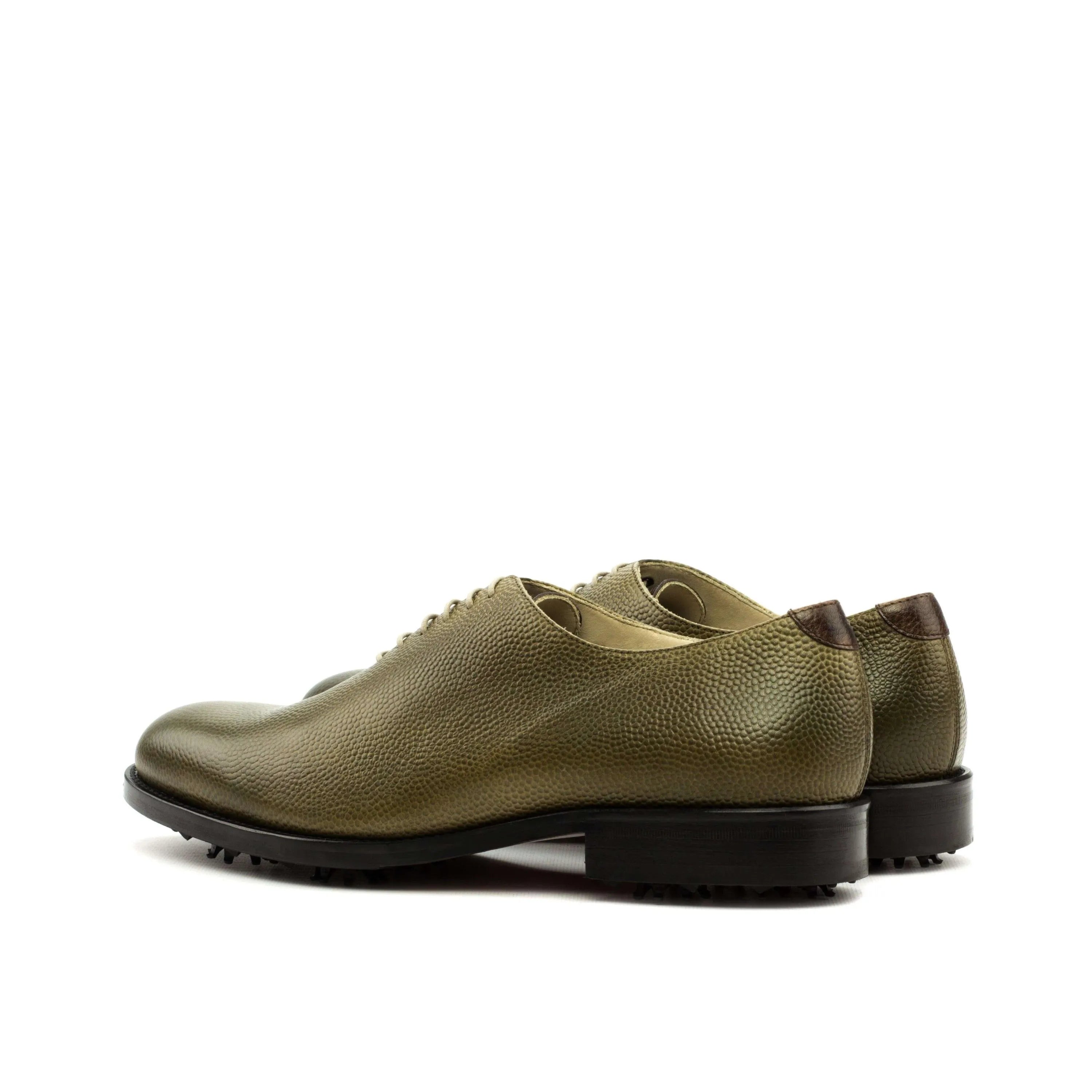 Olive green leather Bogy Wholecut Golf Shoes designed for style and performance in golf