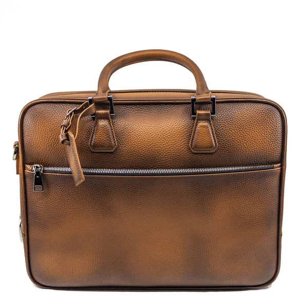 Elandro Satchel Briefcase in Italian full-grain leather with coded lock