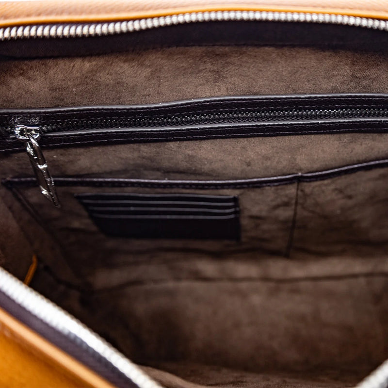 Elandro Satchel Briefcase in Italian full-grain leather with coded lock