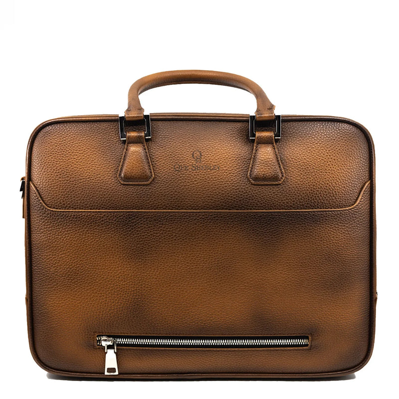 Elandro Satchel Briefcase in Italian full-grain leather with coded lock