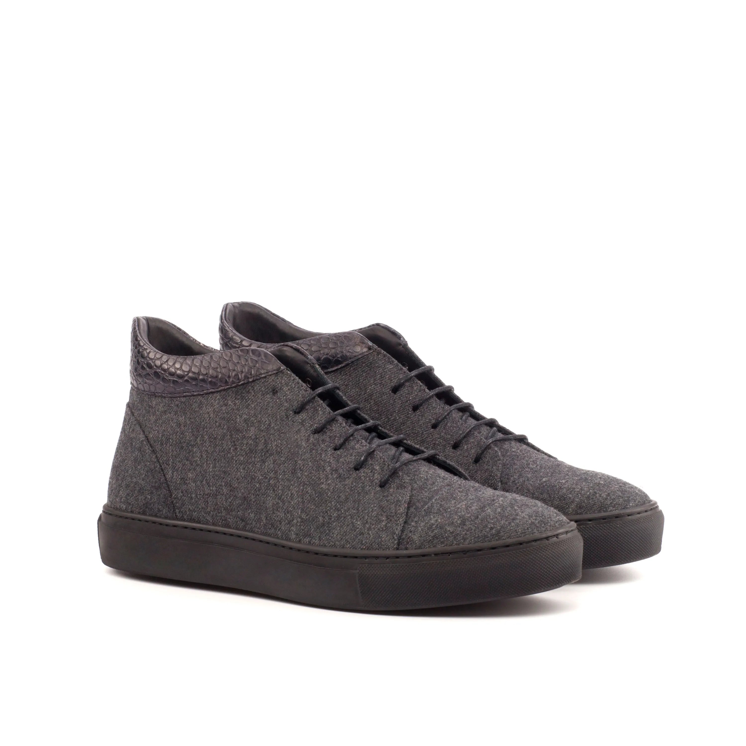 Gray Bonza high top sneakers, a stylish trainer sneaker and luxury bespoke shoes for men