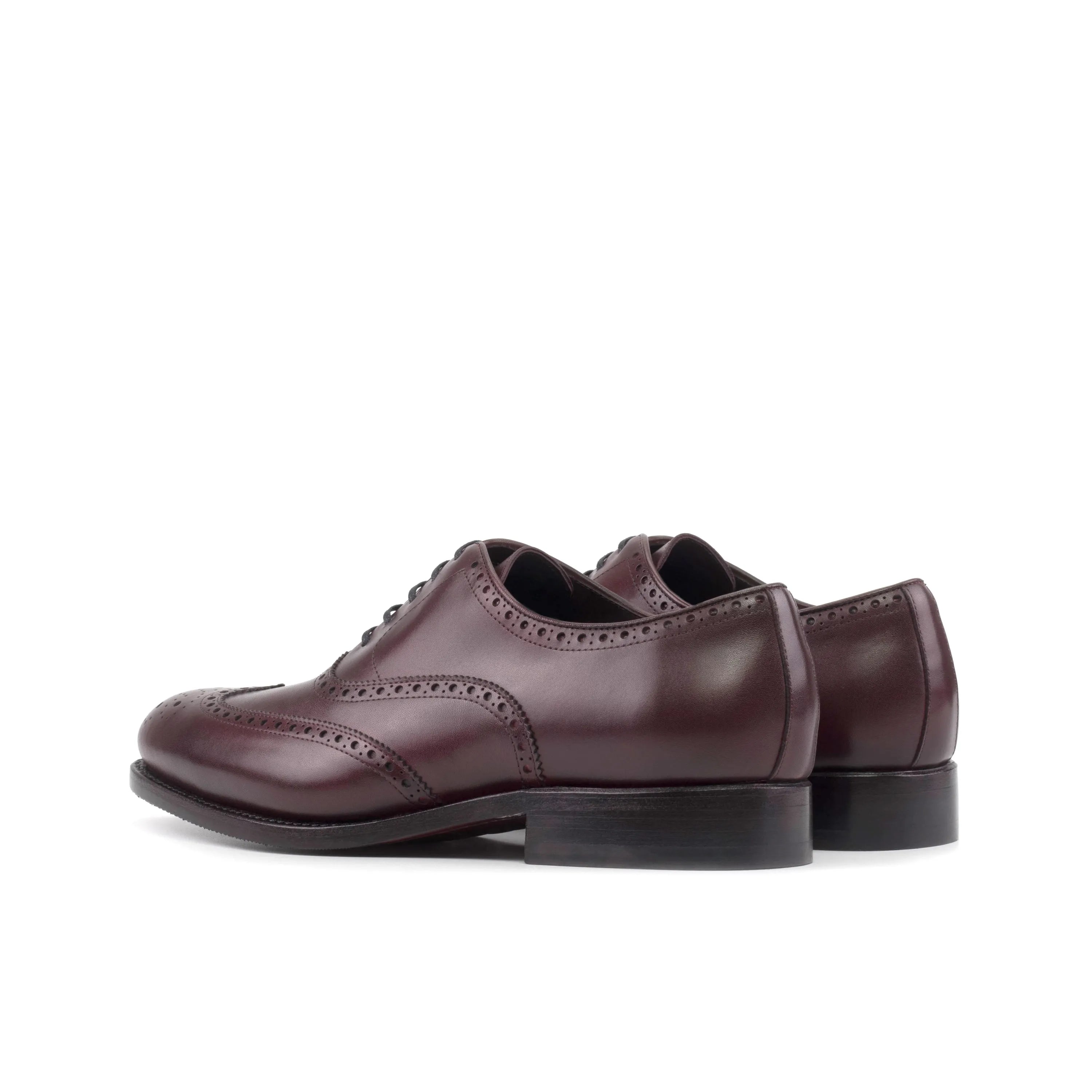 Burgundy leather wingtip dress shoes, Borock full brogue shoes for the modern gentleman
