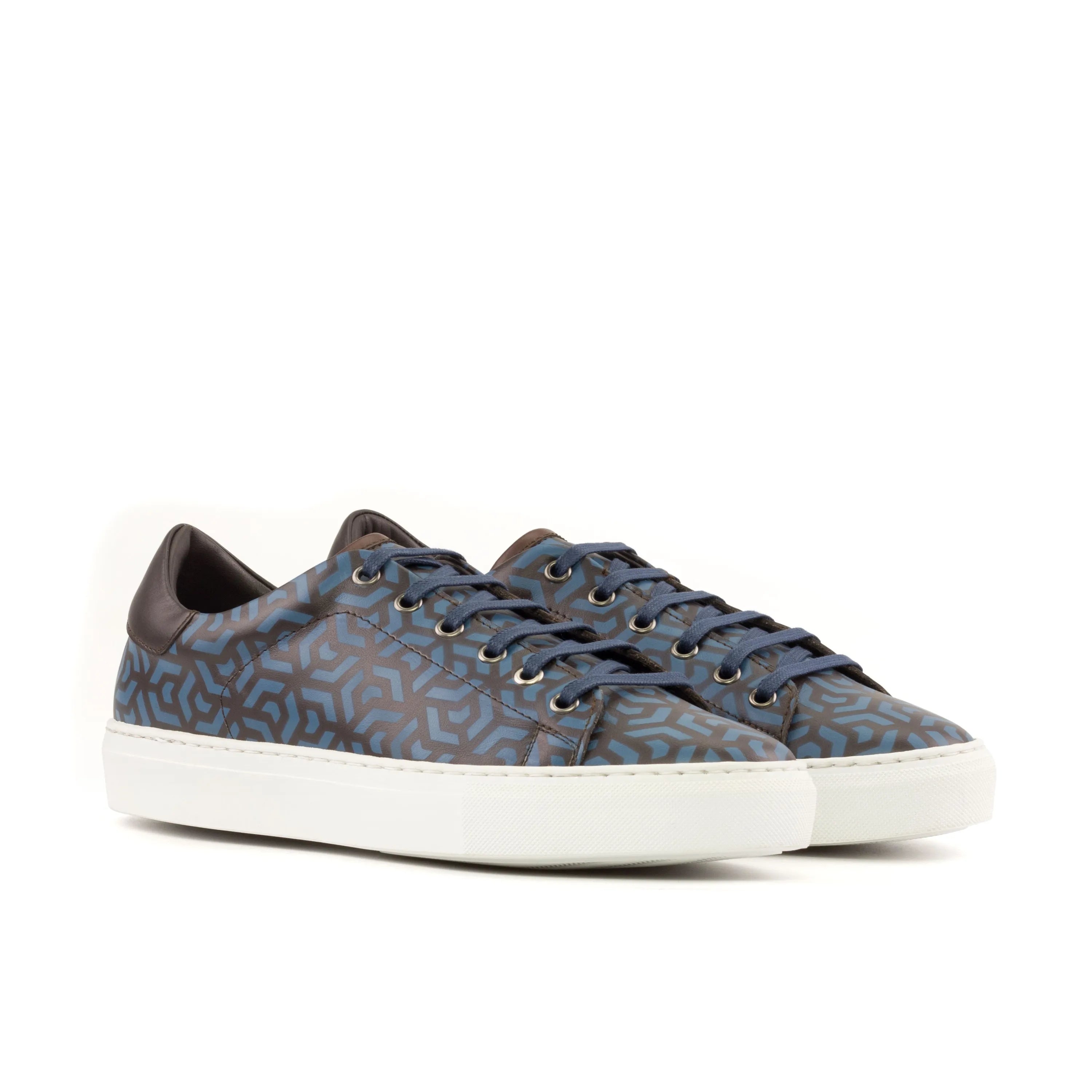 Patterned blue leather sneakers from the Braska Trainer Sneaker collection