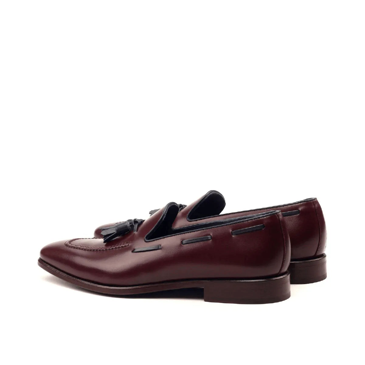 Burgundy leather tassel loafers from Broadway Loafers, made from luxury box calf leather