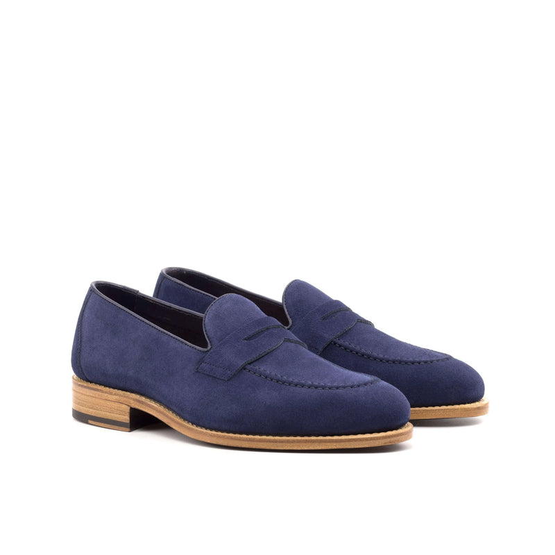 Blue suede Cadi Flex Loafers with Goodyear construction, perfect flex shoes for style