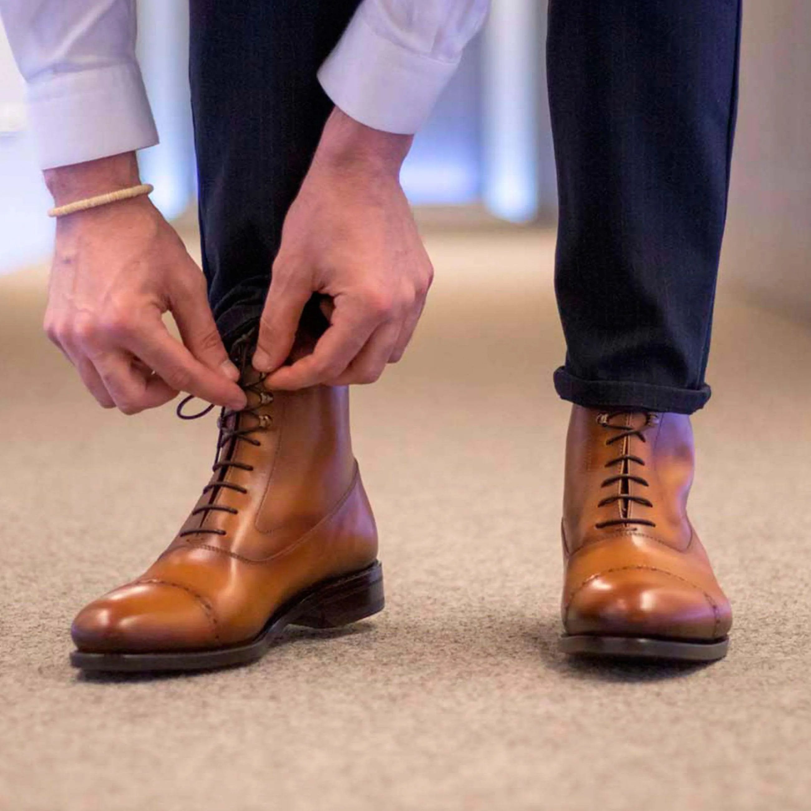 Brown leather lace-up Cainon Balmoral Boots ideal for formal and casual wear