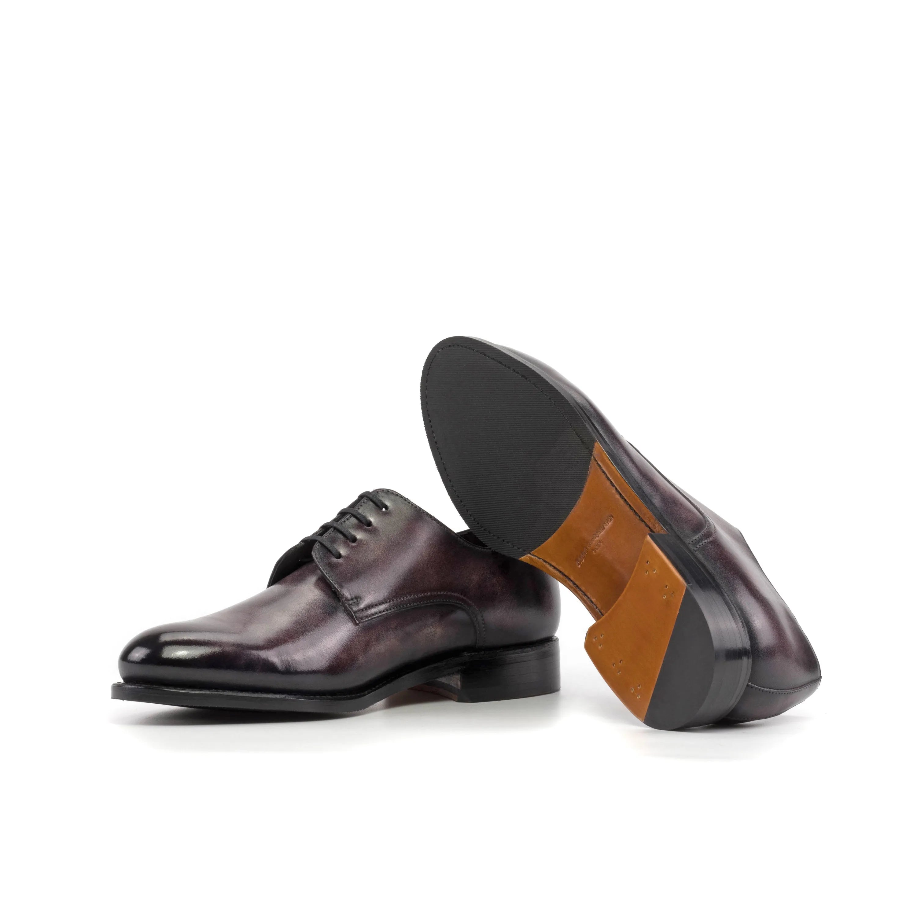 Pair of Capella Patina Derby shoes in elegant leather showcasing exquisite patina finish