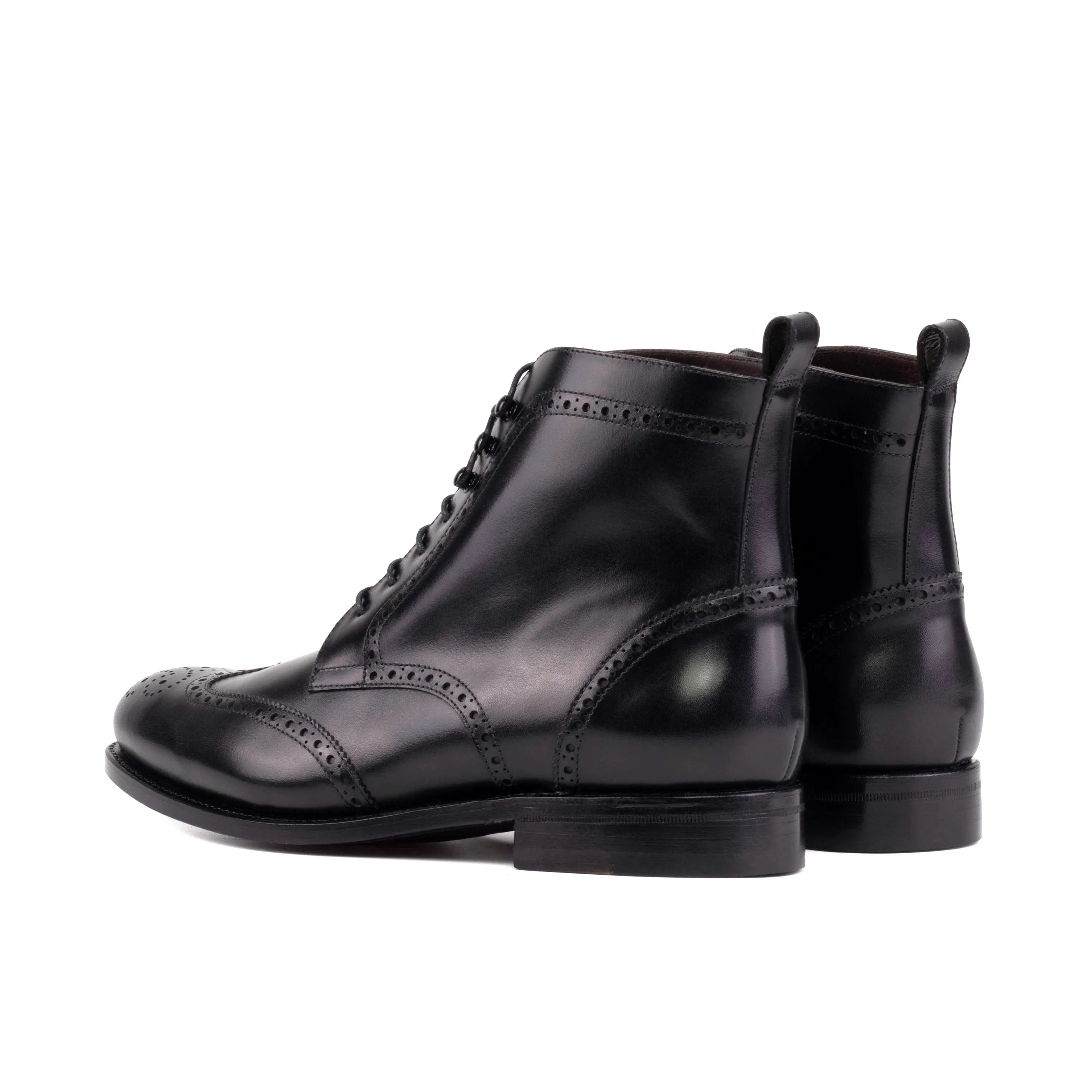 Stylish Capital Military Brogue Boots featuring a pair of black leather wingtip design