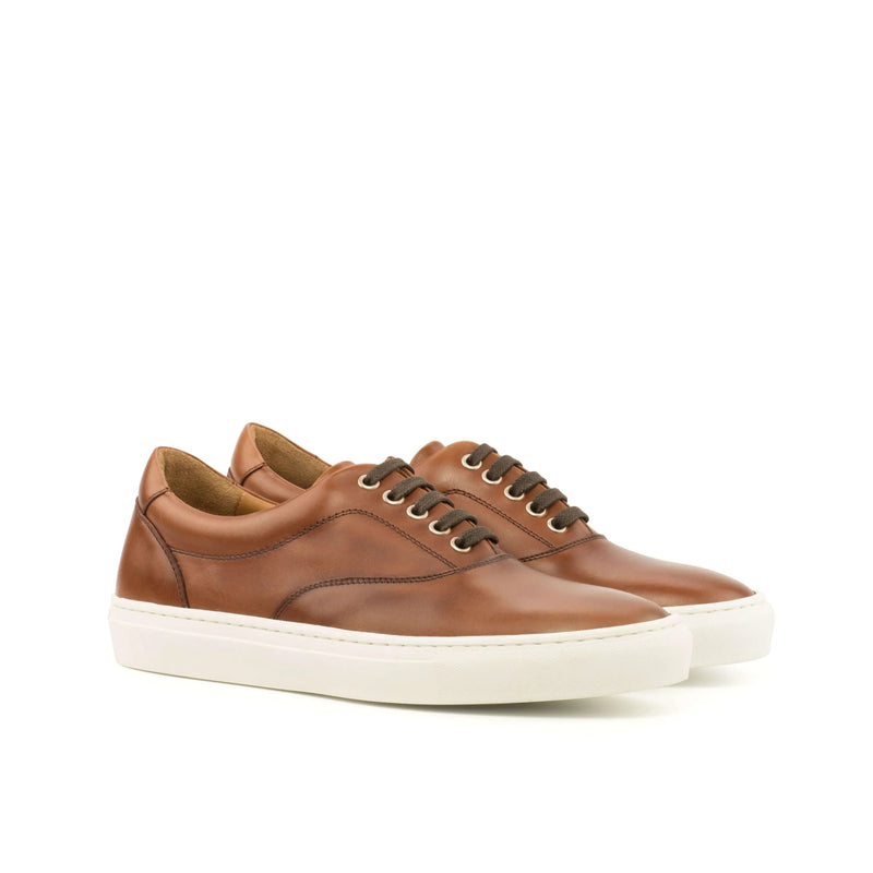 Brown leather Cassian Top Sider Sneaker II, luxury bespoke shoes for men, stylish cupsole trainer