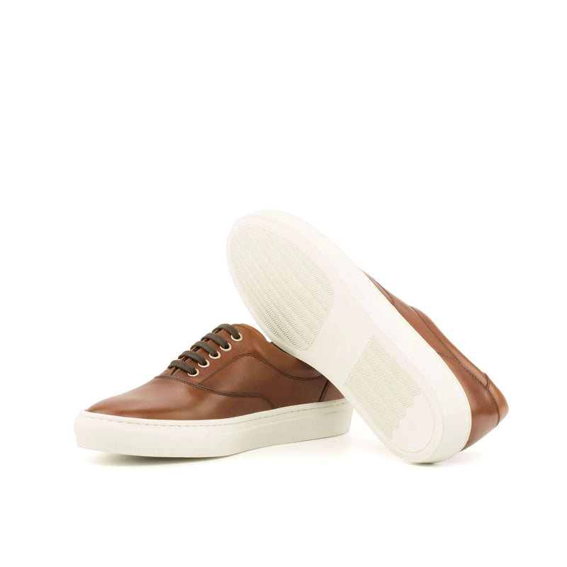 Pair of brown leather Cassian Top Sider Sneakers, luxury bespoke shoes for men