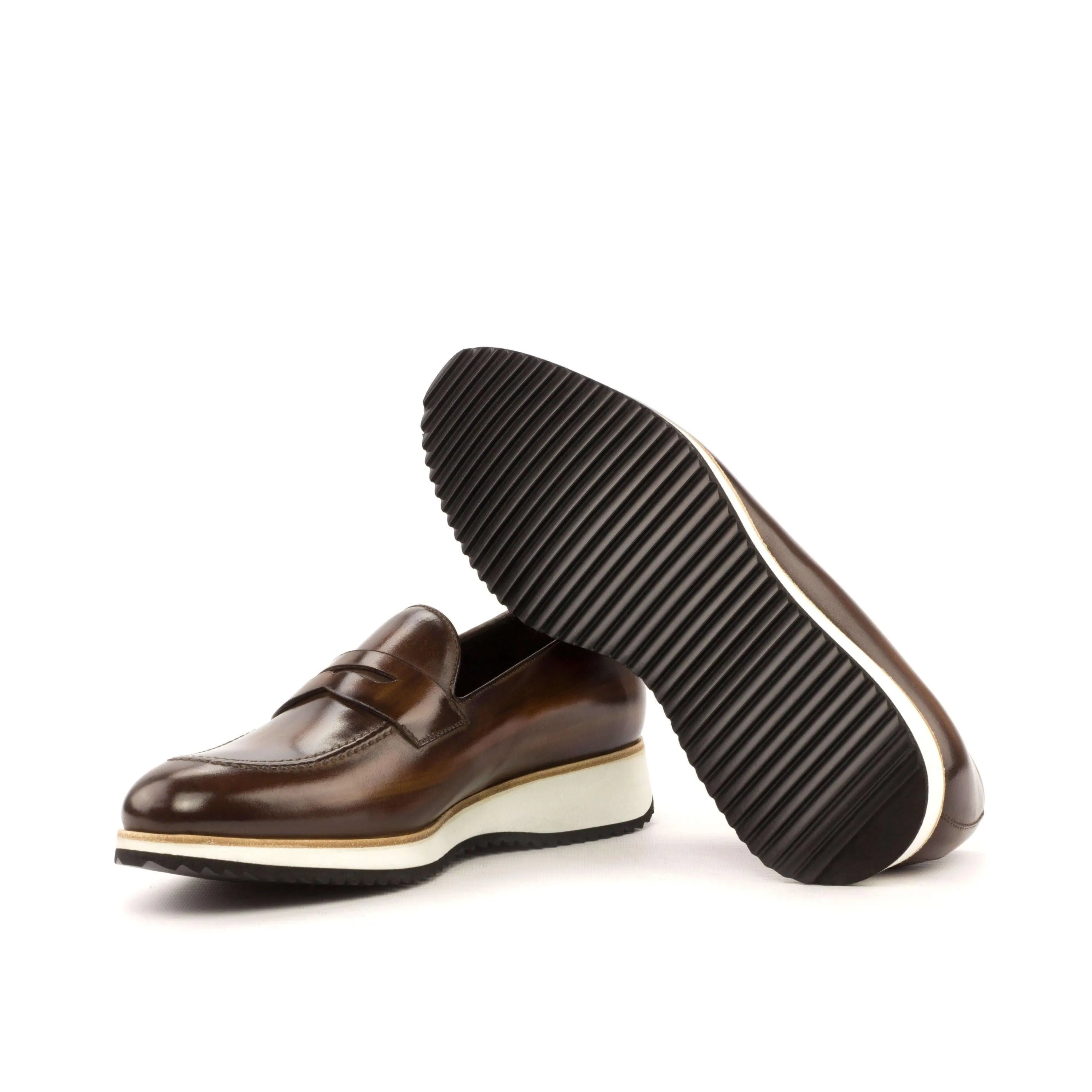 Brown leather Cato Loafers II featuring rounded toe and stylish platform soles