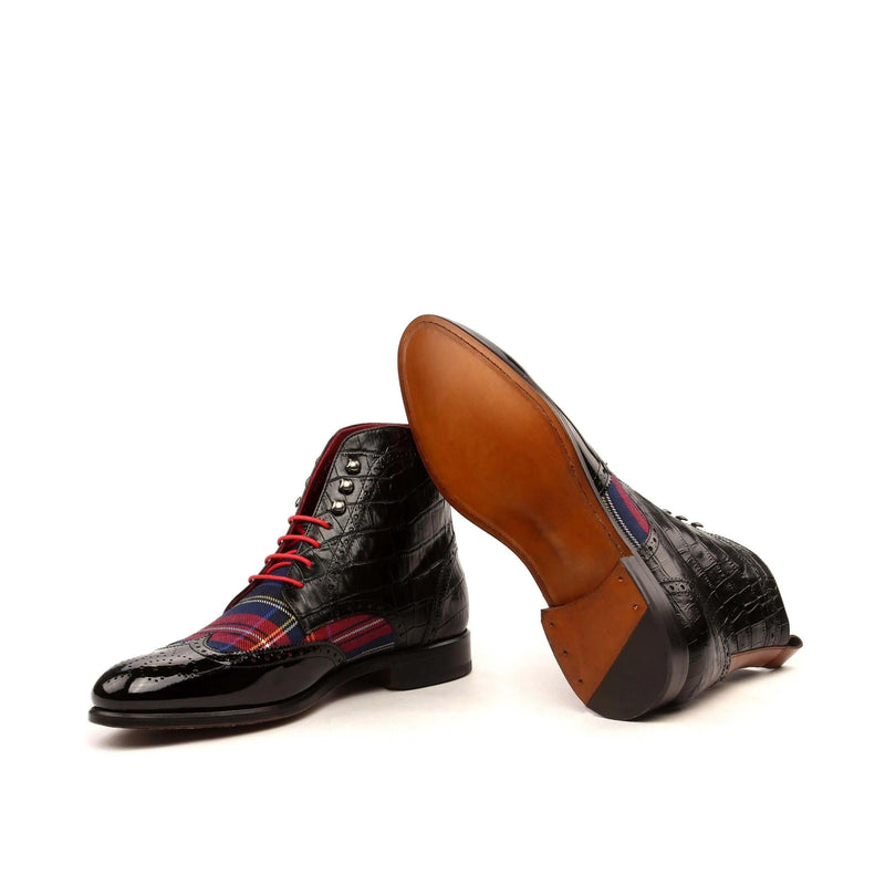 Black leather and plaid Catu Military Brogue Boots II for stylish, versatile footwear