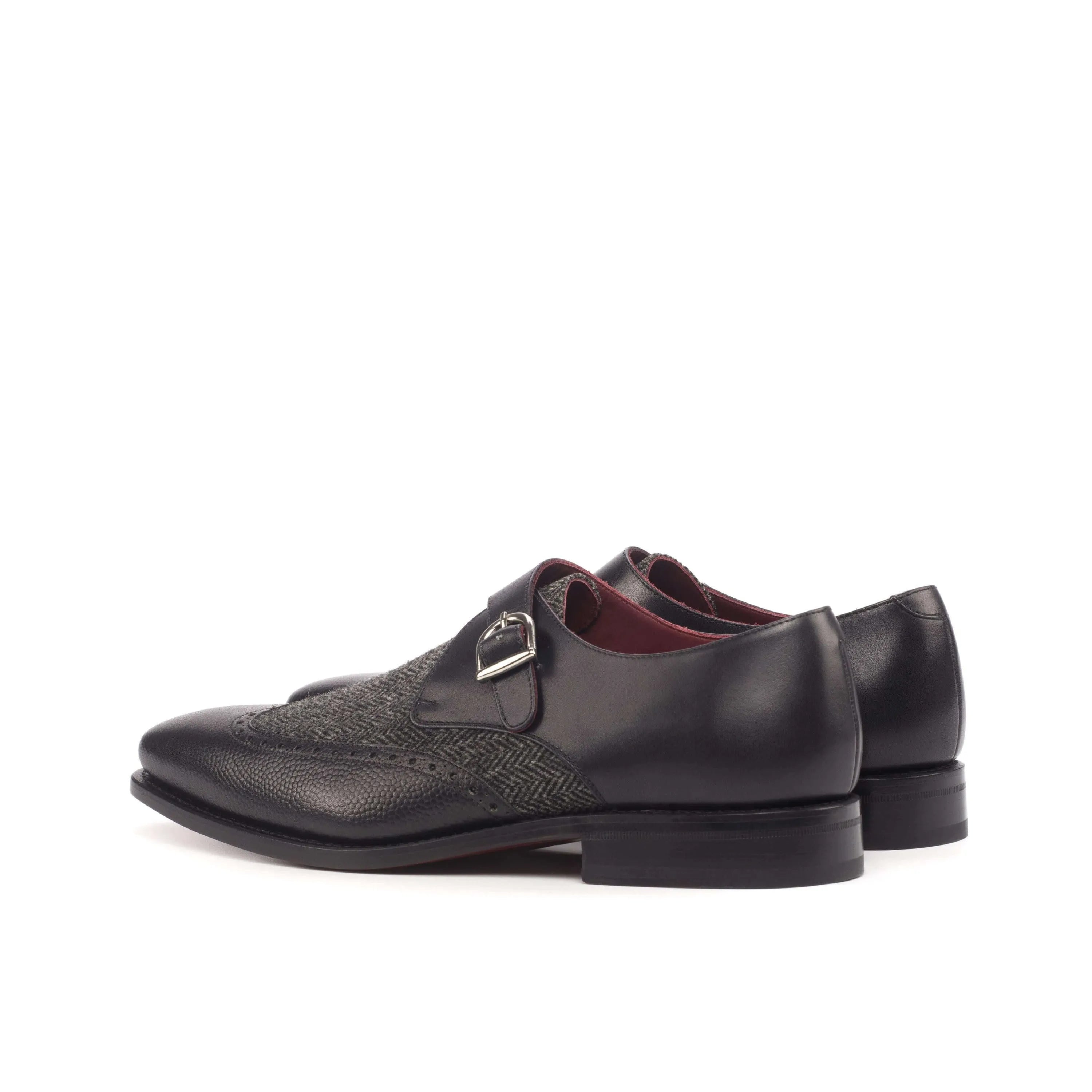 Men’s black leather Caval Single Monk II shoes featuring a stylish single monk design