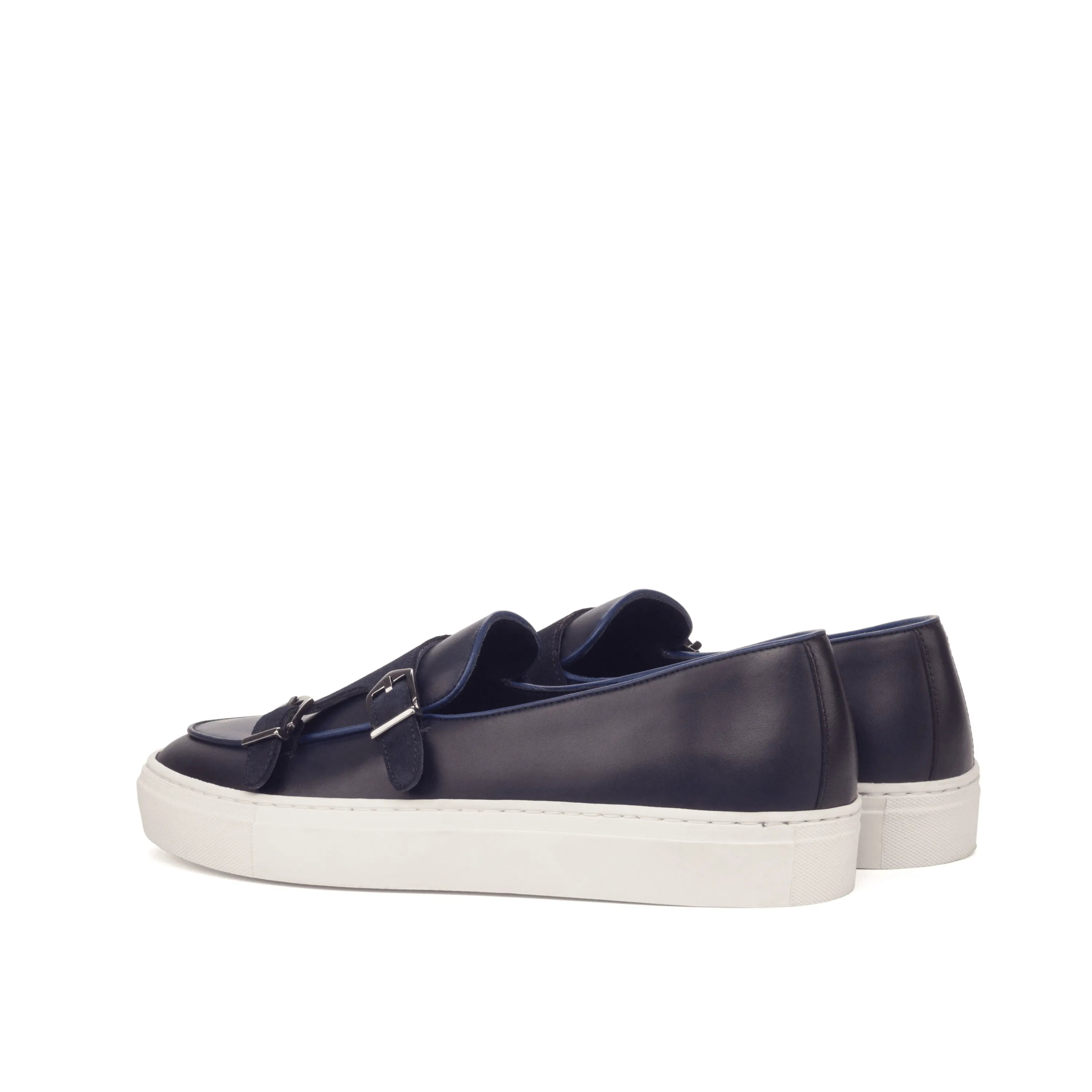Navy Leather Celsus Monk Sneaker II featuring painted calf and double monk strap design