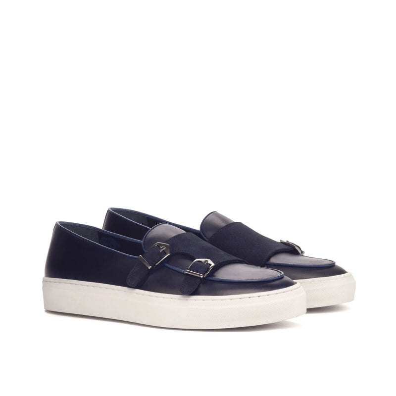 Celsus Monk Sneaker II in navy blue leather with double monk strap design