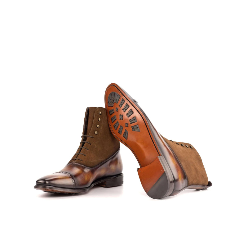 Brown leather and suede Chavez Patina Balmoral Boots II showcasing premium craftsmanship