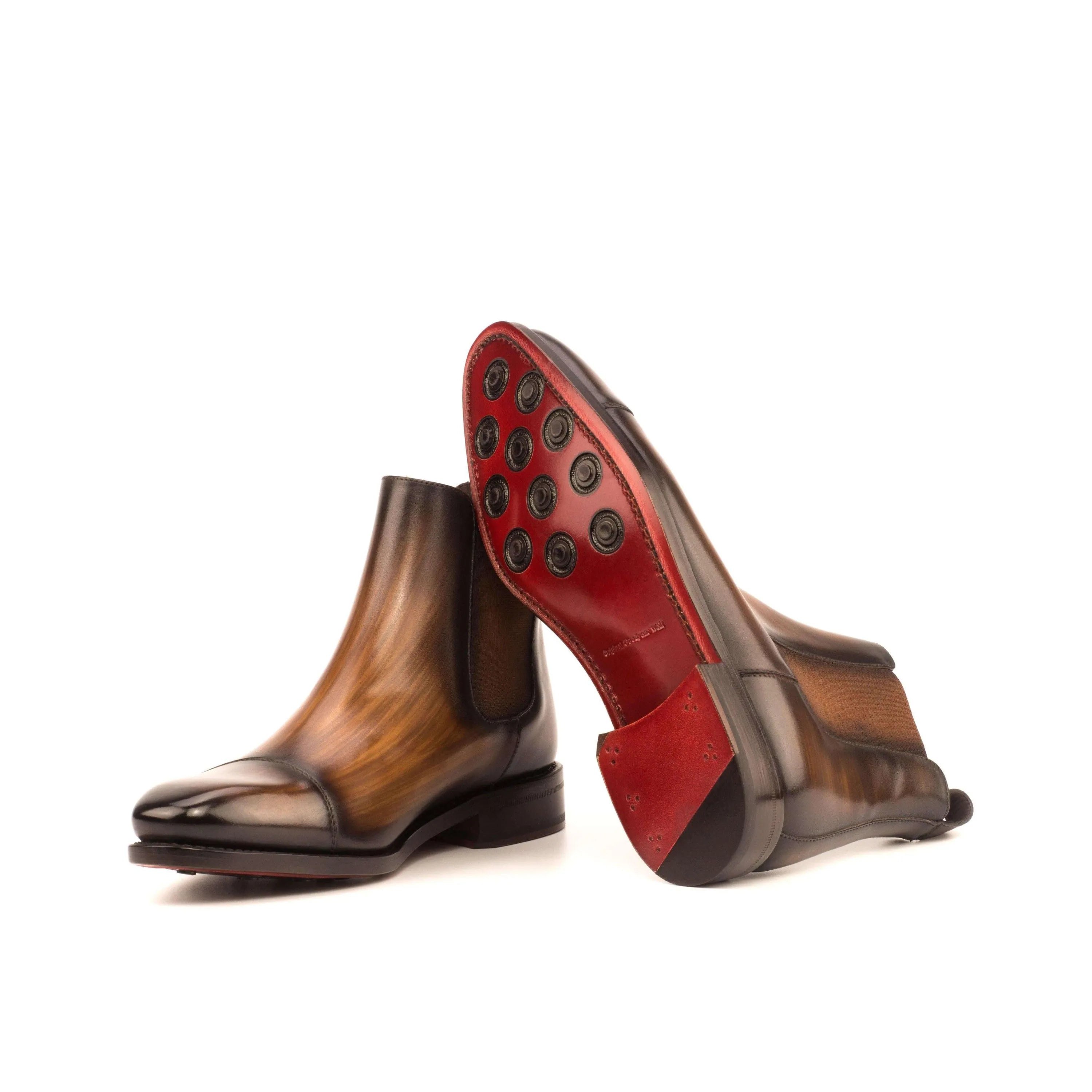 Brown leather Chayton Patina Chelsea Boots II showcasing elegant craftsmanship and style