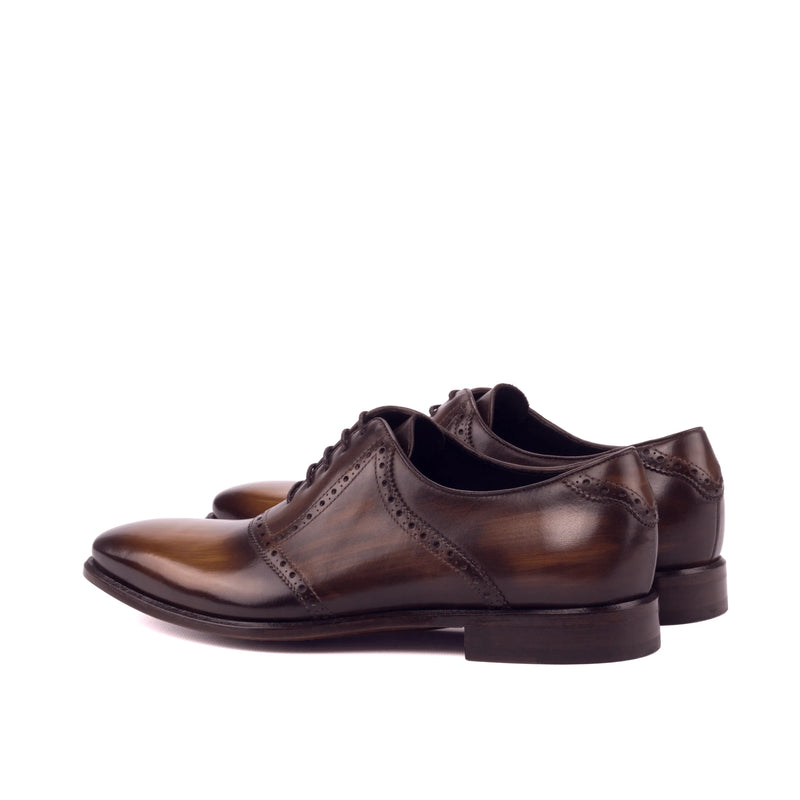 Brown leather Chhota Saddle Patina shoes showcasing elegant crust patina design