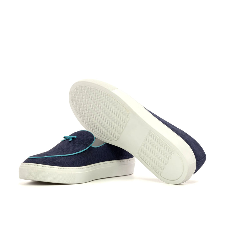 Navy blue suede slip-on sneakers from the Chronos Belgian Sneaker II collection