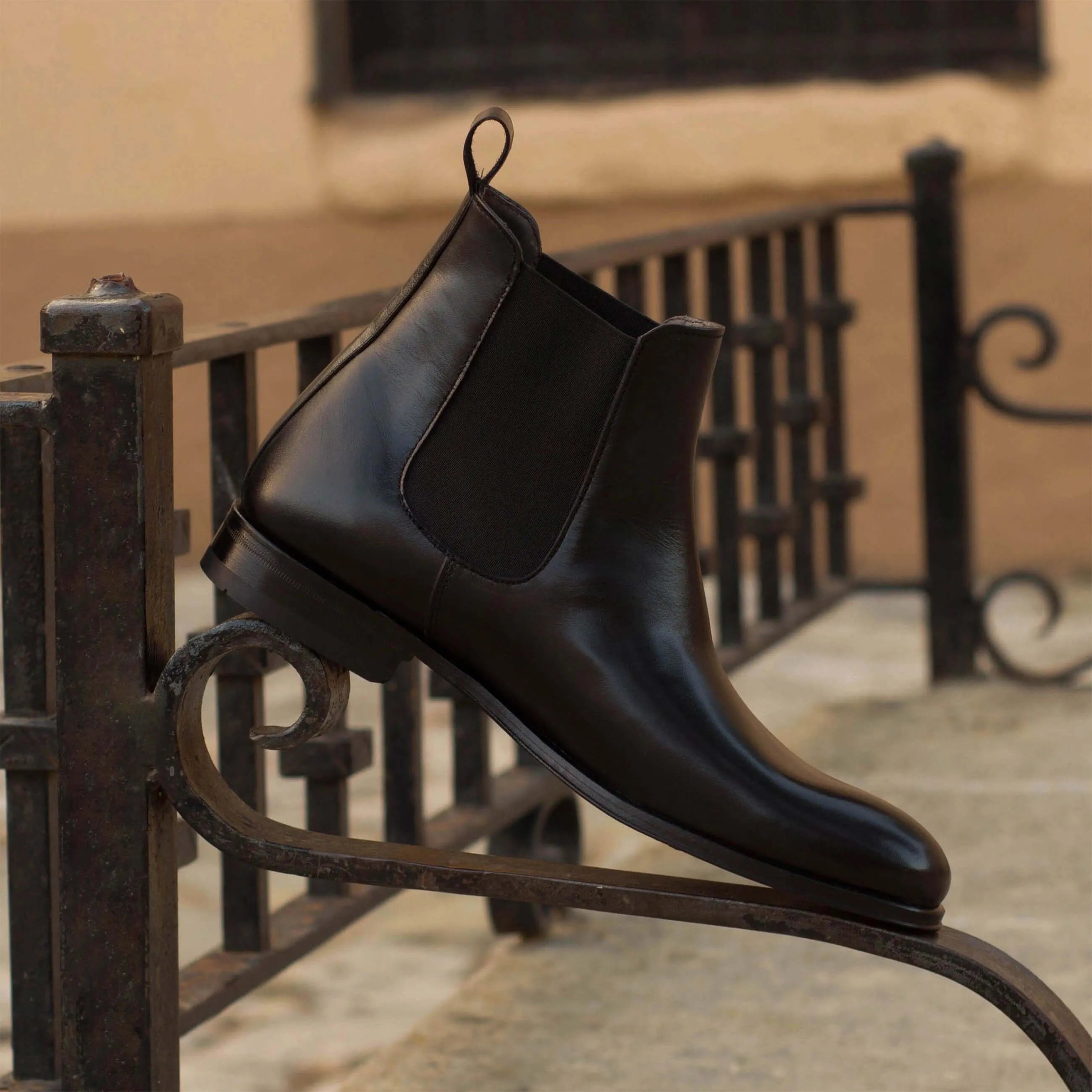 Black leather Chumani Chelsea Boots displaying elegance and versatility in footwear
