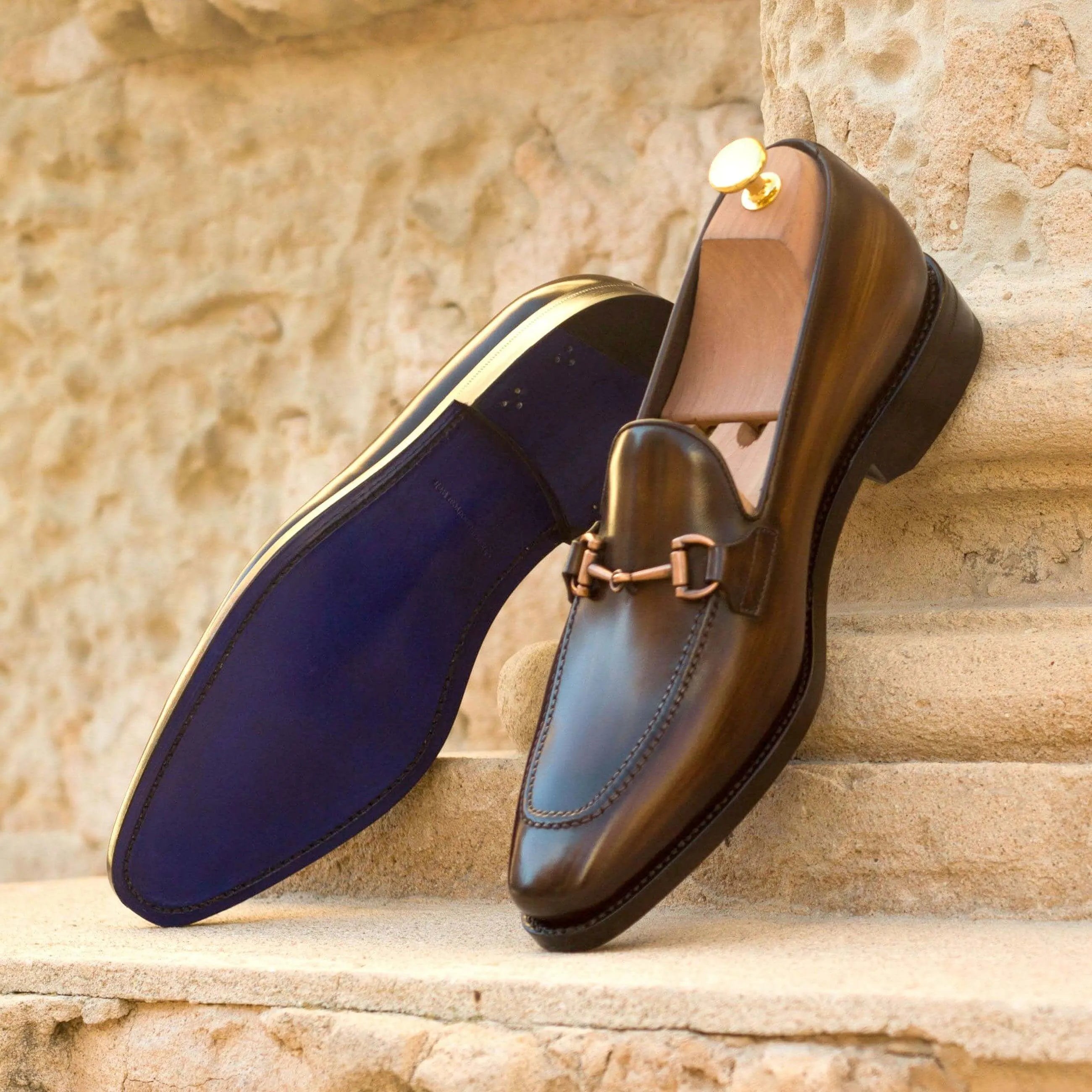 Brown leather horsebit loafers from Cicli Patina Loafers II for sophisticated style