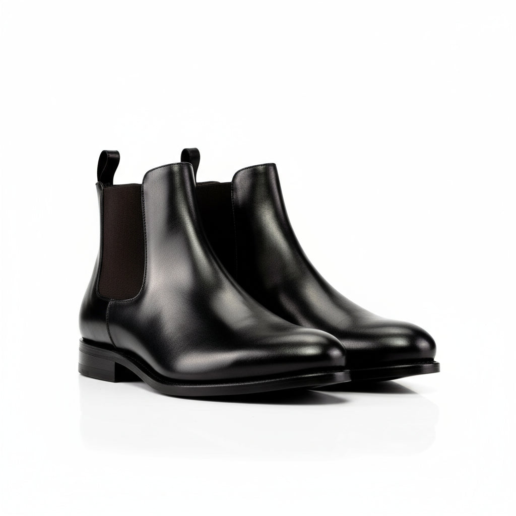 Pair of black leather Ciro Chelsea Boots for a stylish fast lane look
