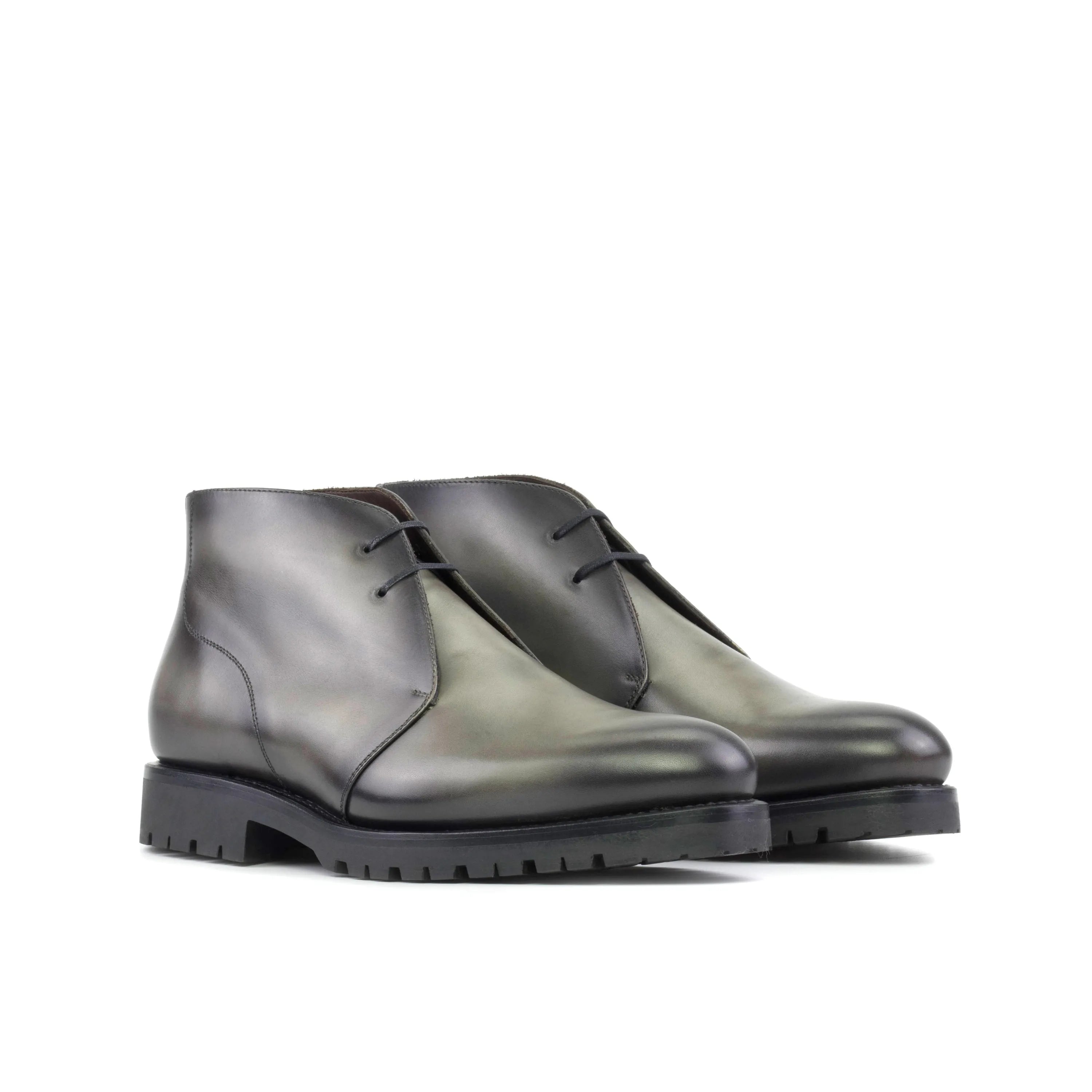 Gray leather Citizen Chukka boots, perfect for a stylish fast lane lifestyle
