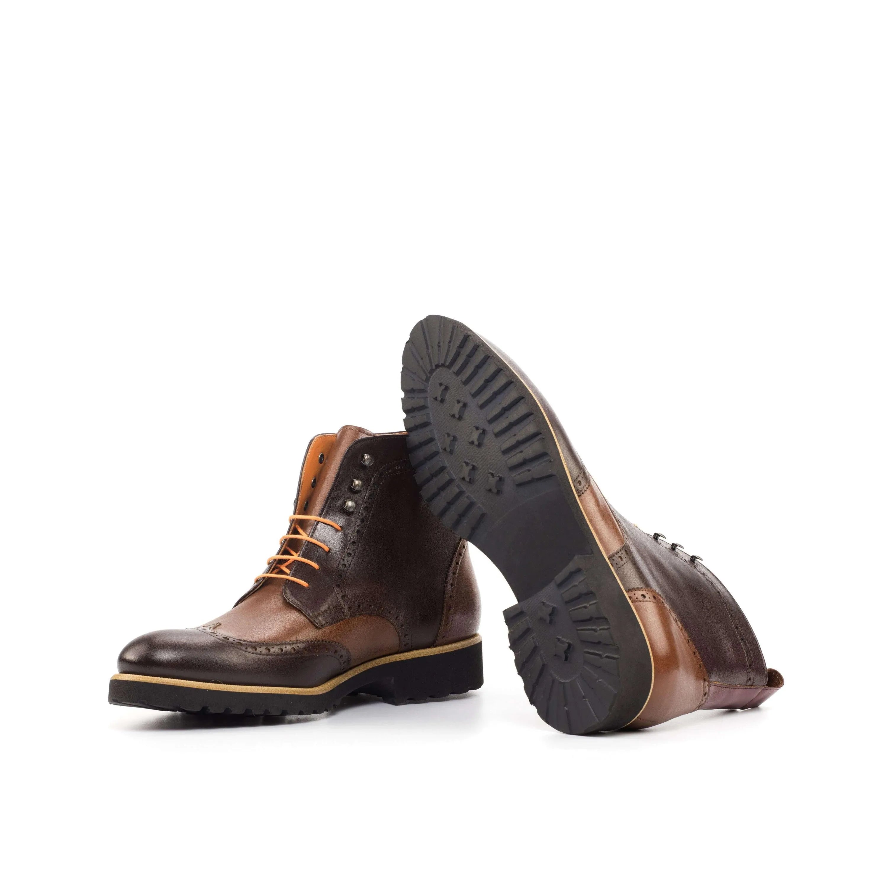 Brown leather wingtip boots, CL89 Military Brogue, crafted from brown painted calf