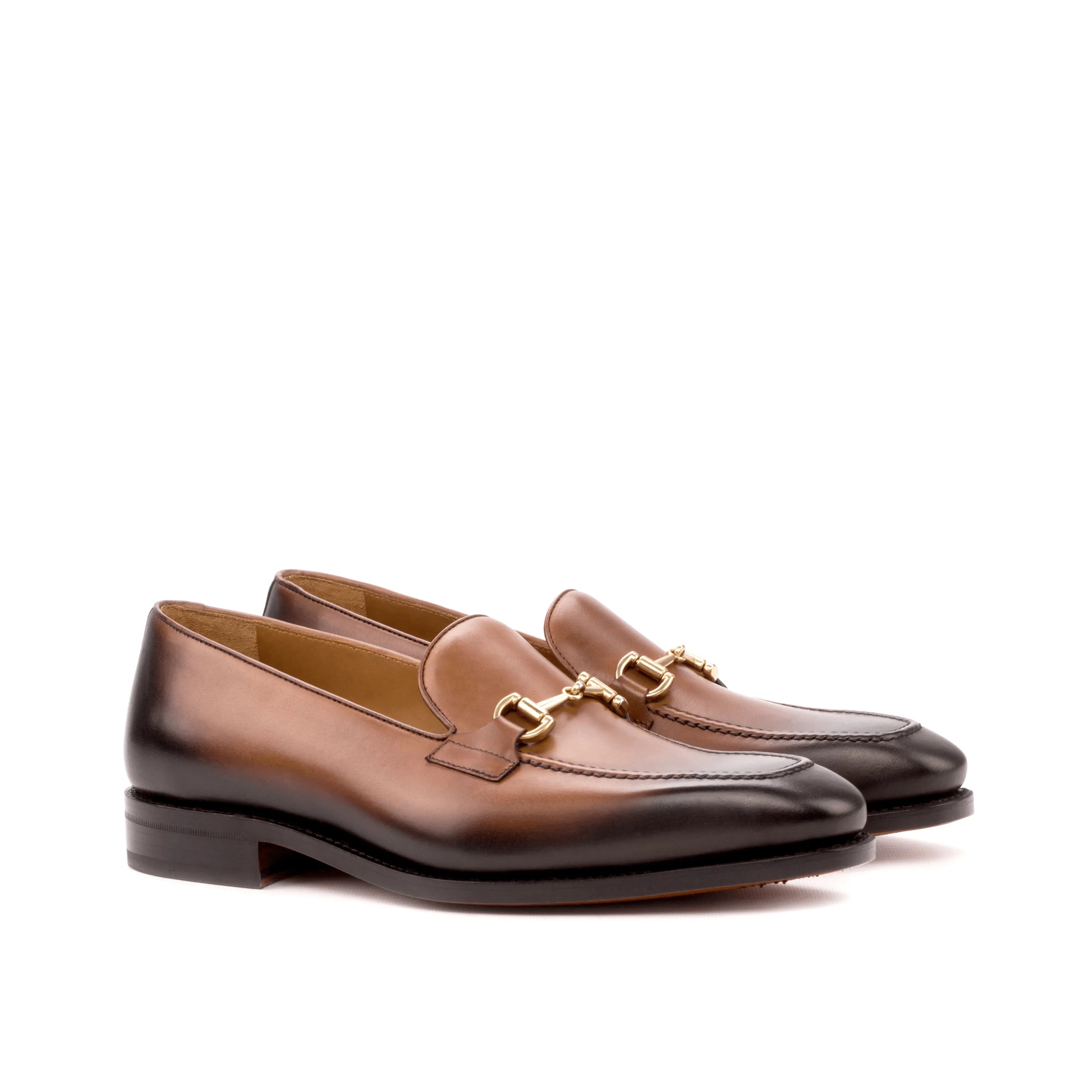 Brown leather horsebit loafers from Cruspos Loafers II, luxury bespoke shoes for men