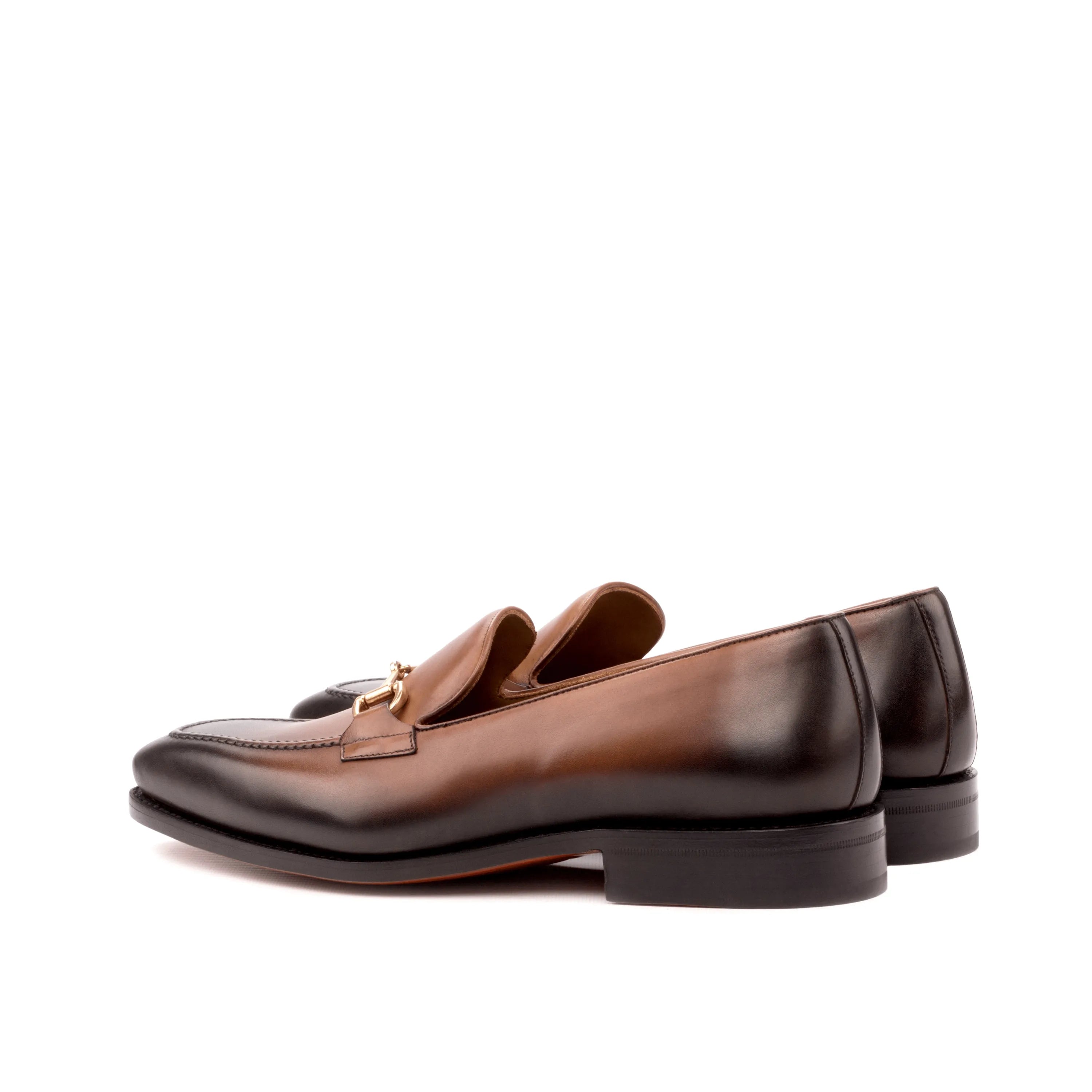 Brown leather horsebit Cruspos Loafers, luxury bespoke shoes for men in med brown
