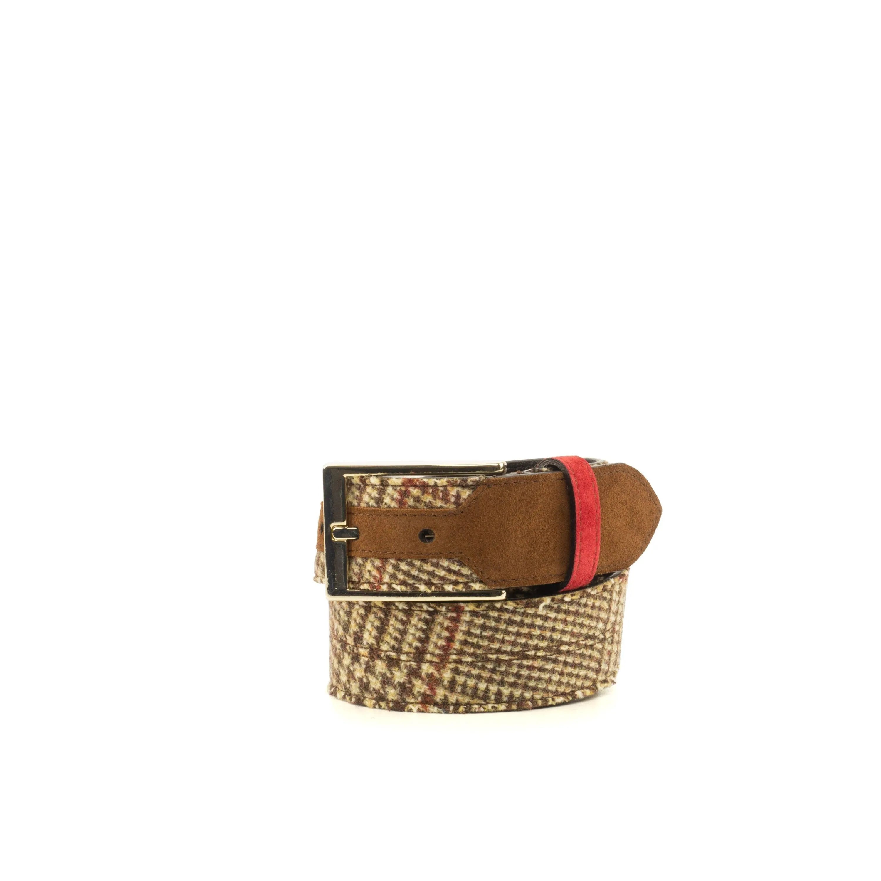 Tweed belt with leather accents, showcasing the D90 Marseille Belt II stylish design