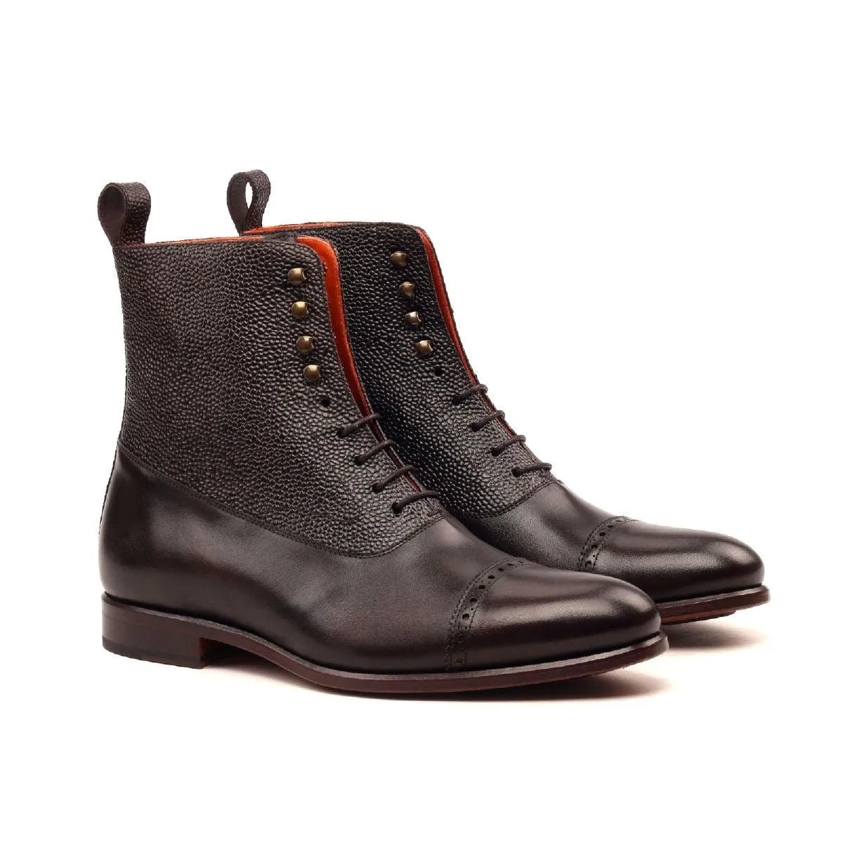 Two-toned leather lace-up Dan Balmoral Boots II in dark brown for versatile style