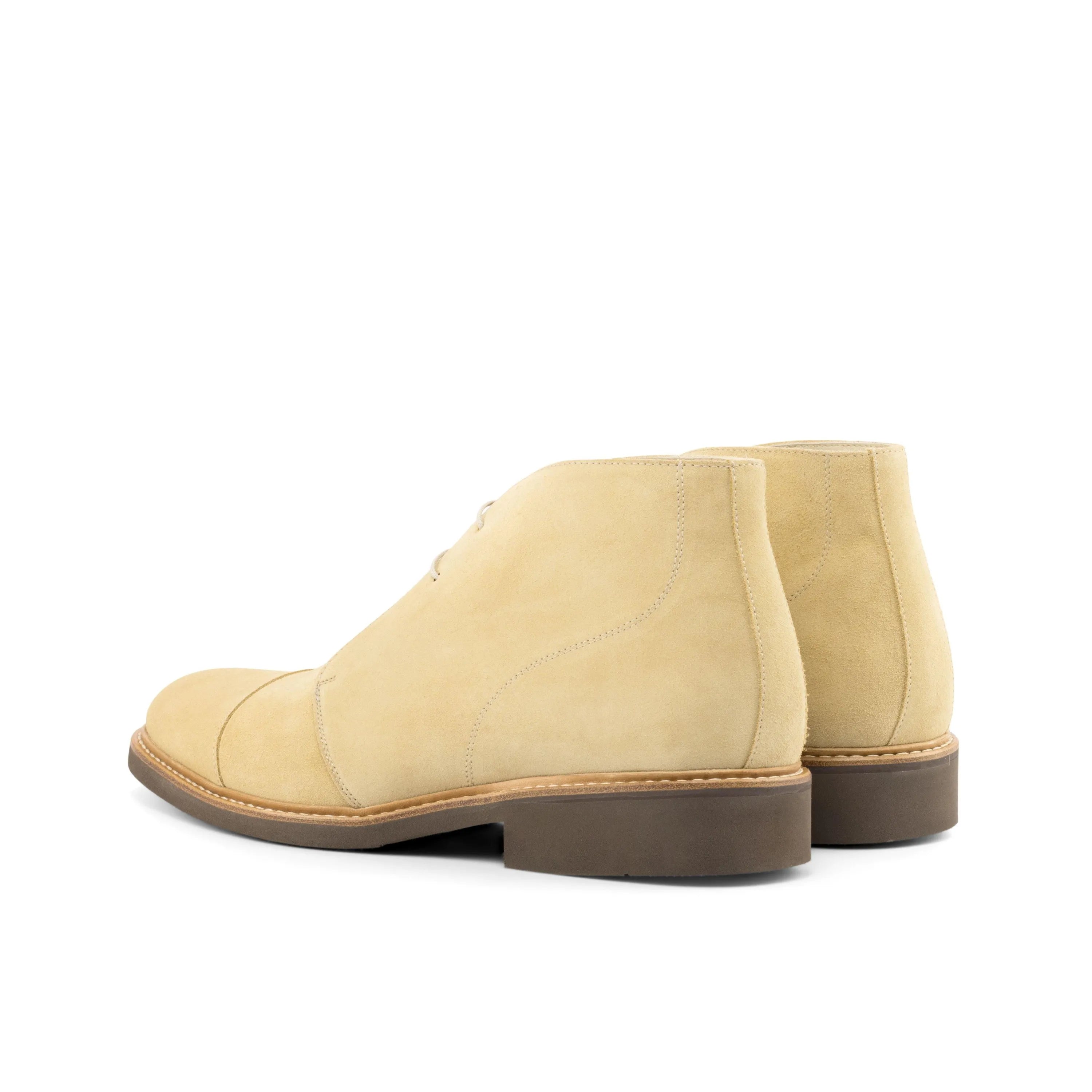 Beige suede cap-toe Dandy Chukka Boots for stylish and comfortable footwear