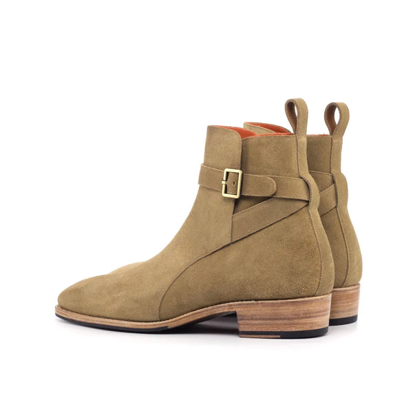 Tan suede Dany Jodhpur Boots featuring a stylish buckle for elegant footwear