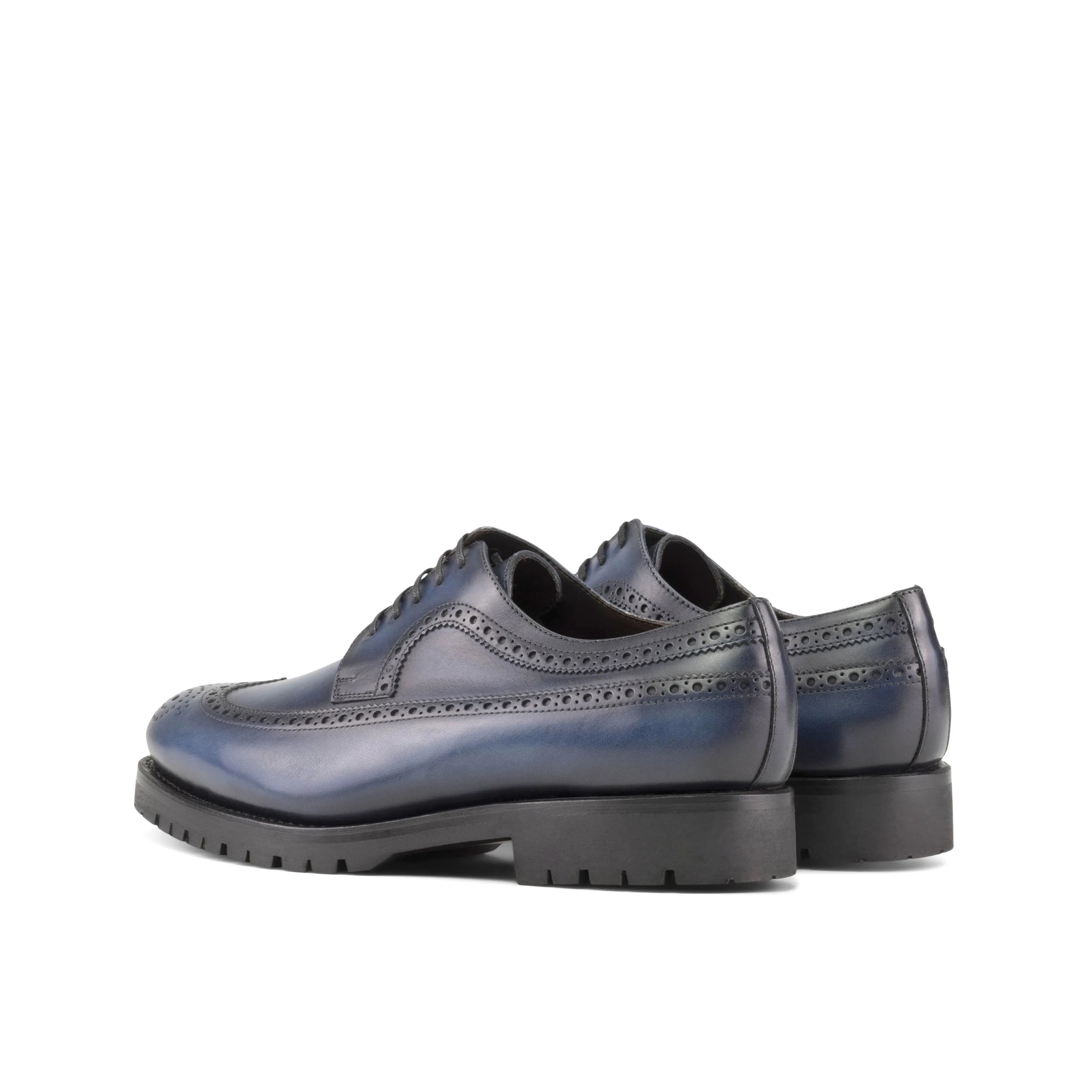 Dario Longwing Blucher shoes featuring elegant blue leather wingtip design
