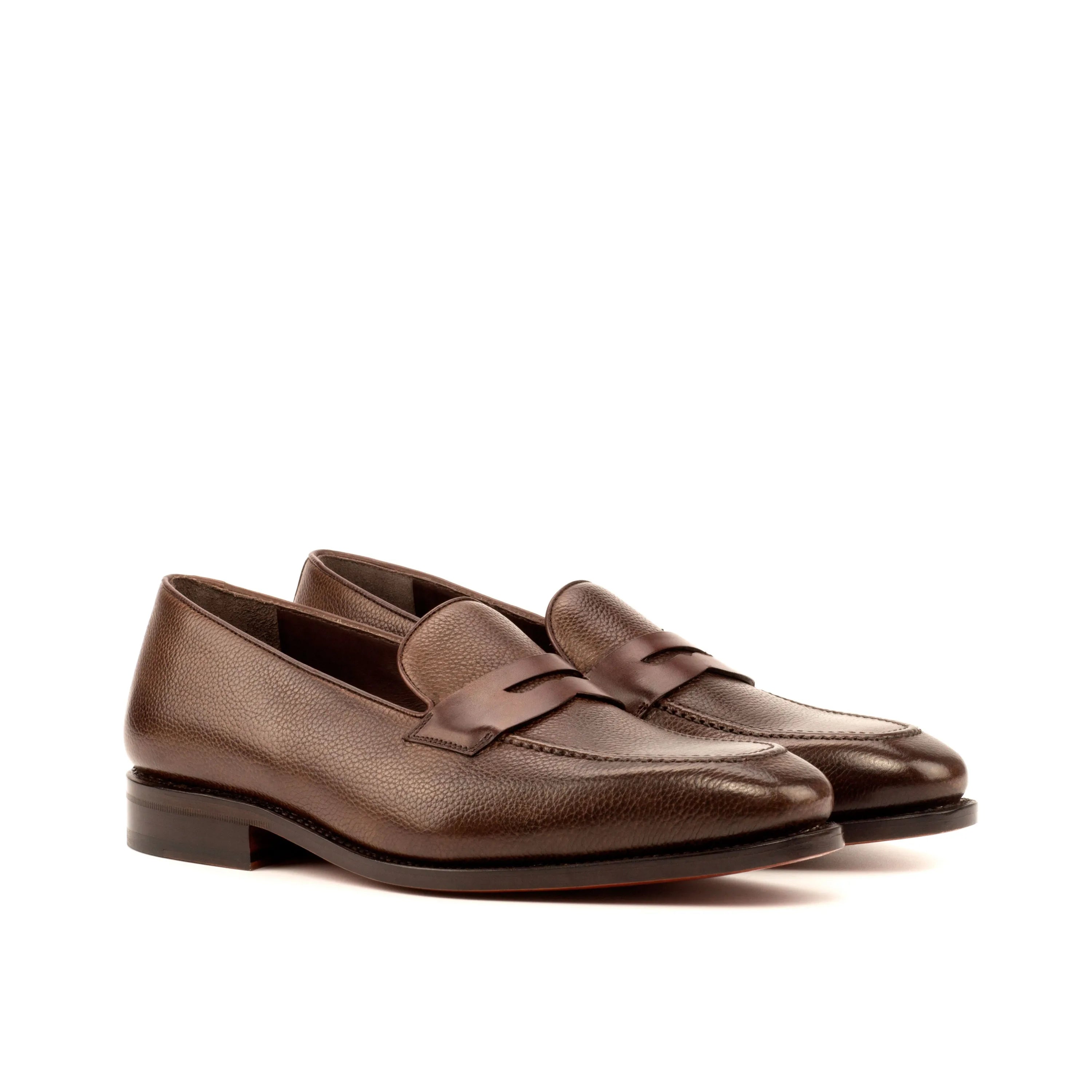 Pair of Darko Loafers II in dark brown, luxury bespoke shoes for men