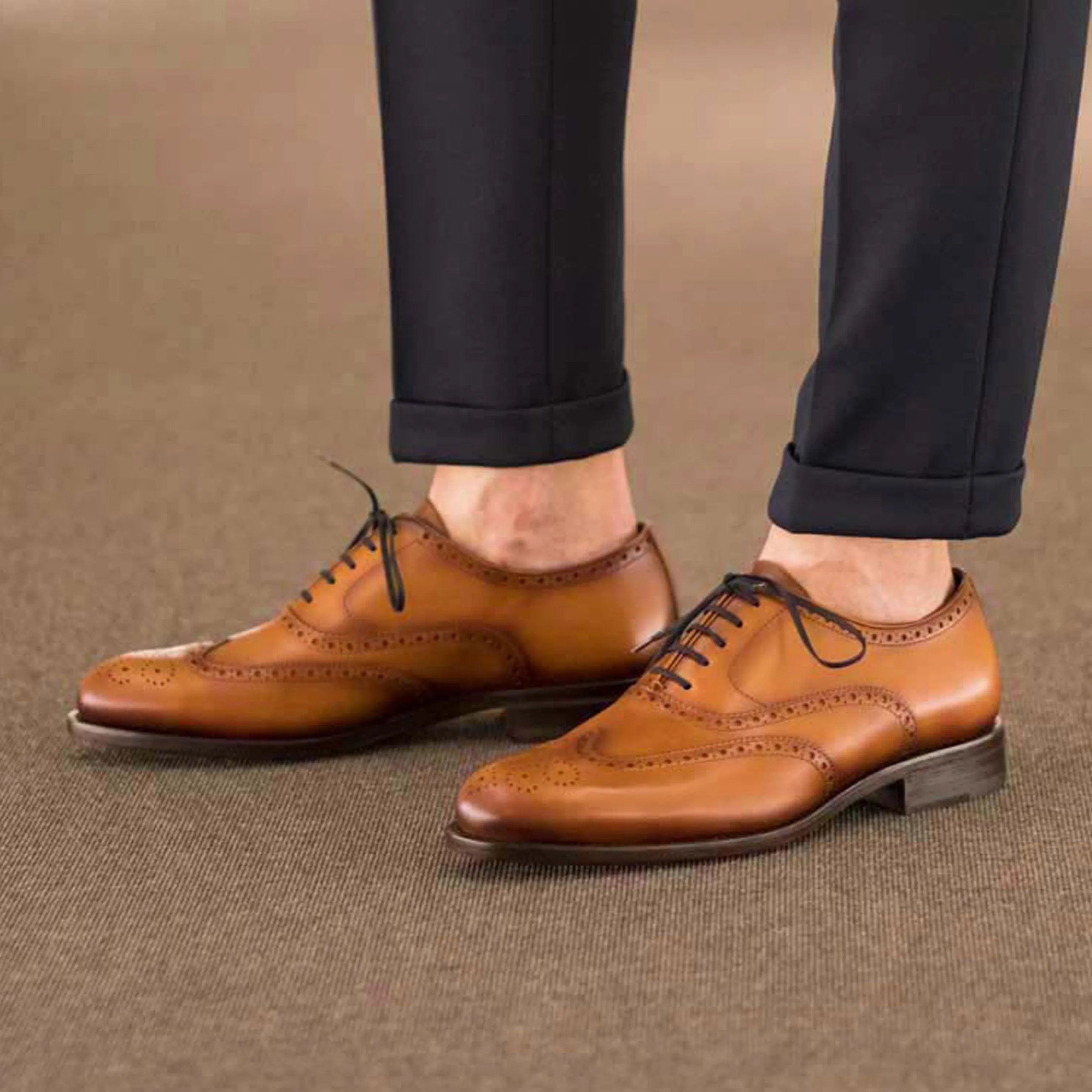Brown leather wingtip dress shoes, Darwill full brogue shoes for the fast lane lifestyle