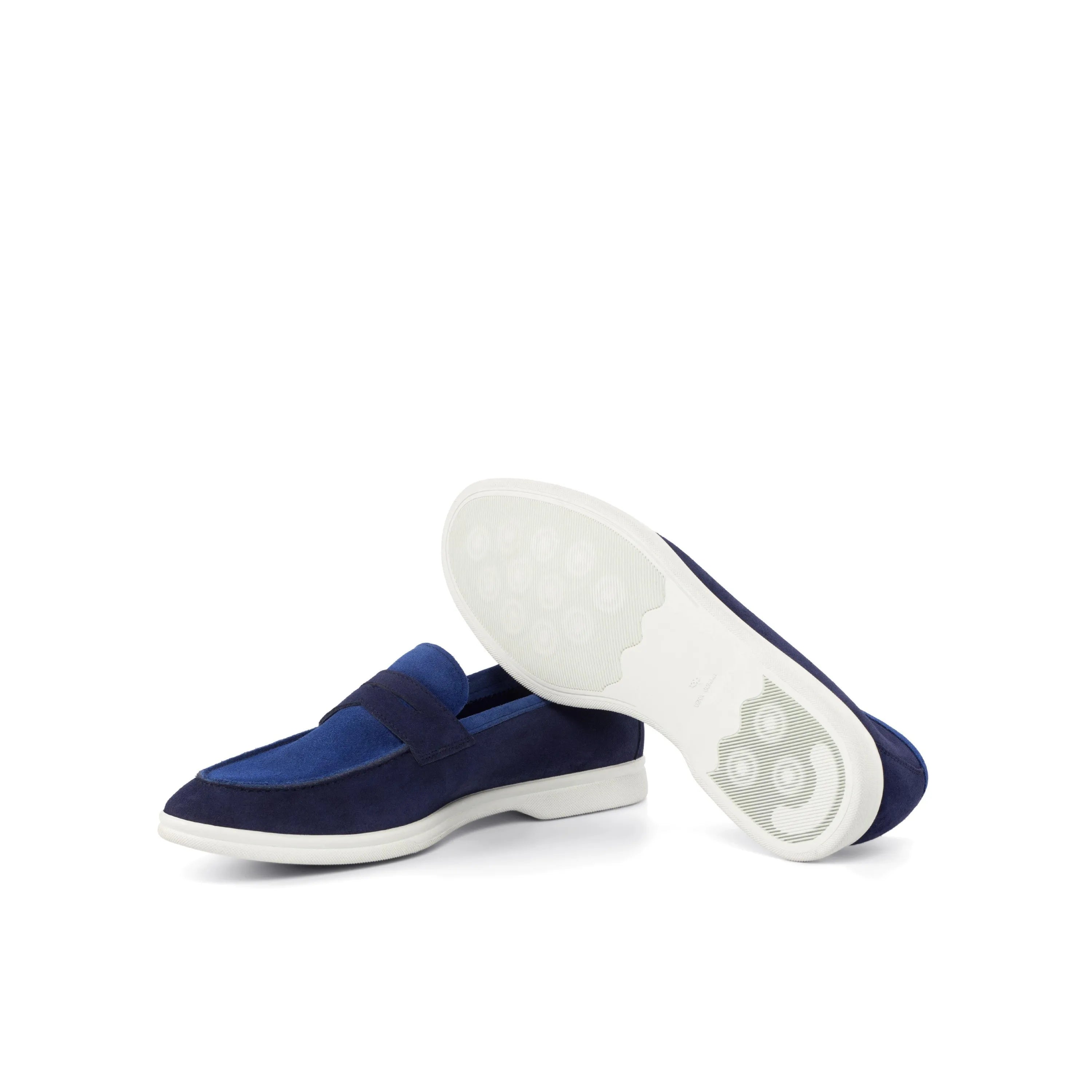 Navy blue suede calf leather loafers from the Dave Moc Flex collection