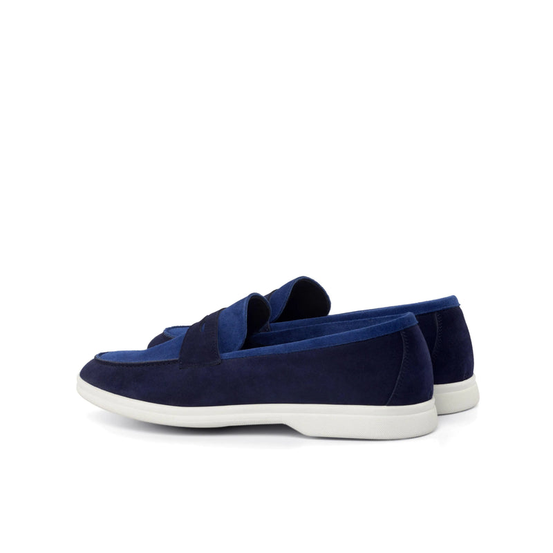Navy blue suede calf leather loafers from the Dave Moc Flex collection