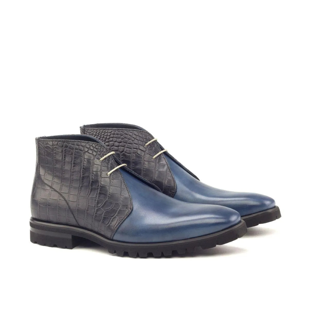 Two-toned leather chukka boots from David Monti Chukkas II, showcasing elegant style