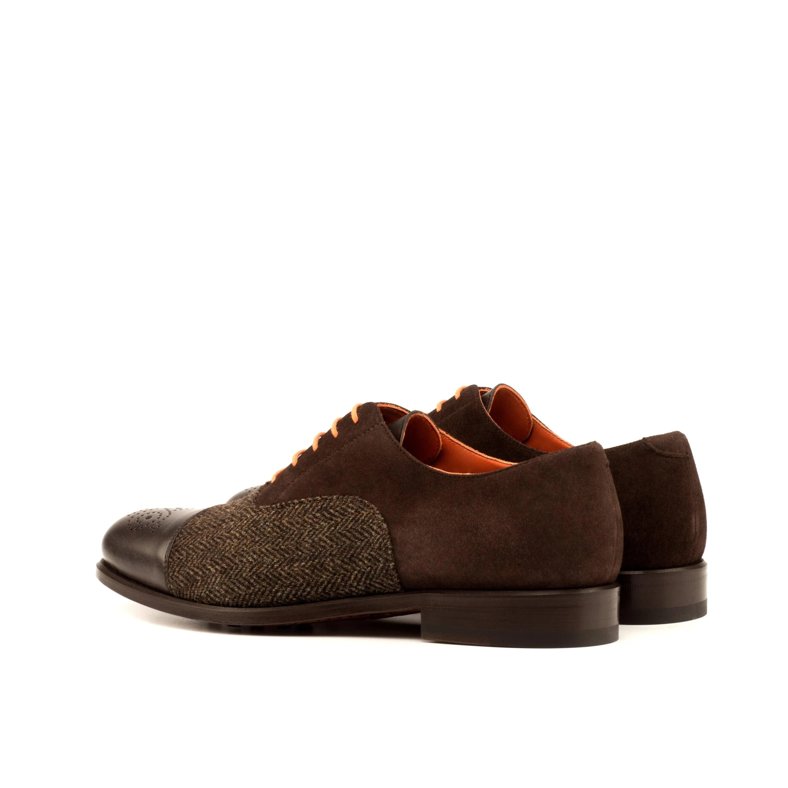 Brown leather and tweed Davids Oxford Shoes for a sophisticated fashion statement