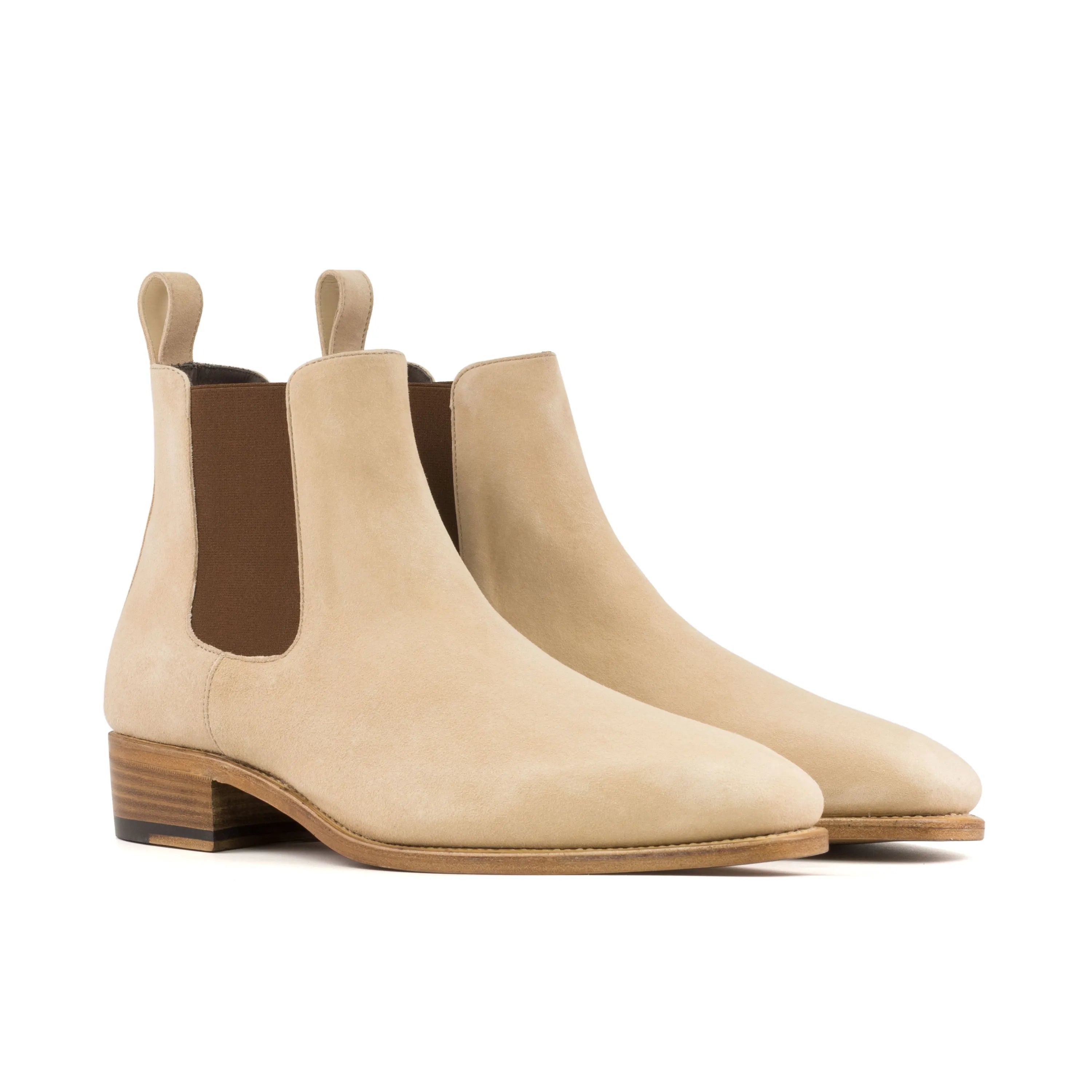Beige suede Deneb Chelsea Boots showcasing elegant style and versatile fashion