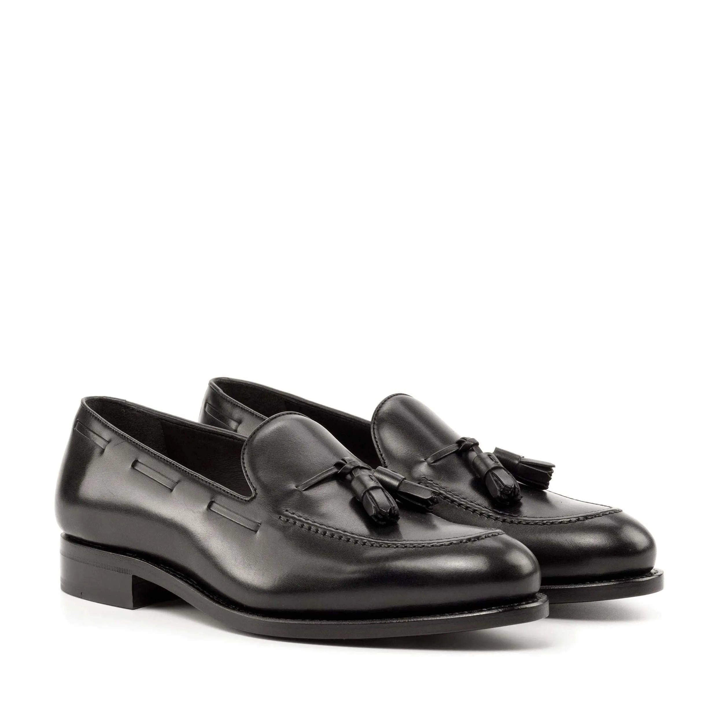 Black leather tassel loafers featured as part of Denver Loafers collection for business days