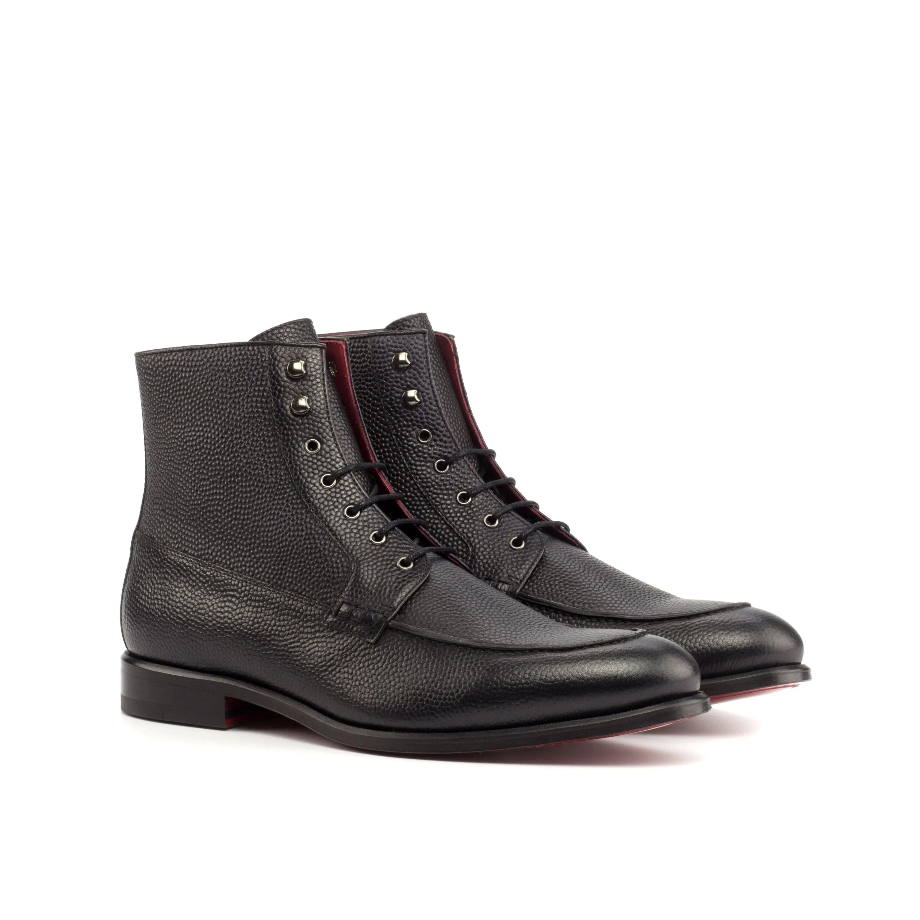 Black leather lace-up boots from the Denver Moc Boot II collection for stylish comfort