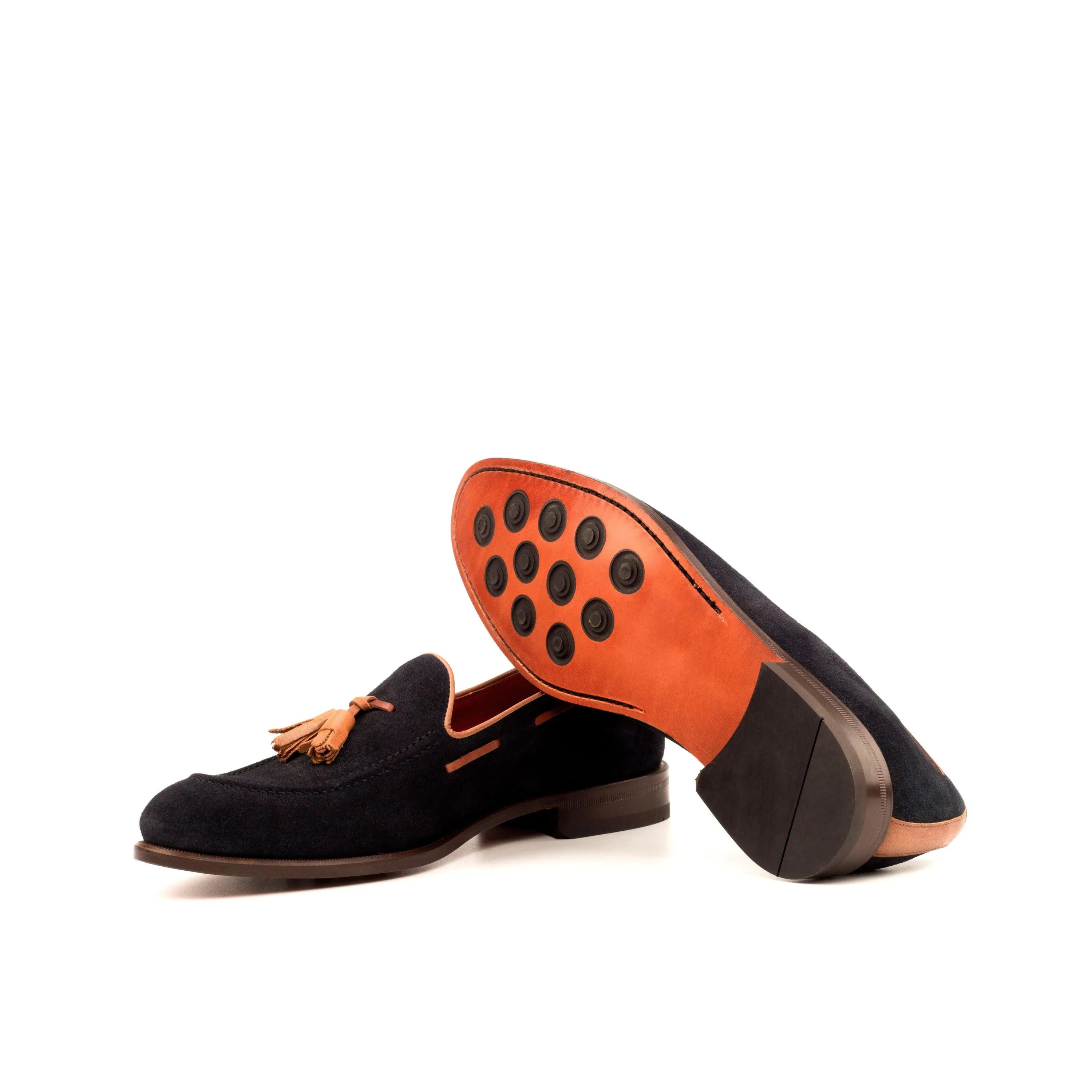 Black suede tassel loafers, Dimilio Loafers II, luxury bespoke shoes for men with rounded toe