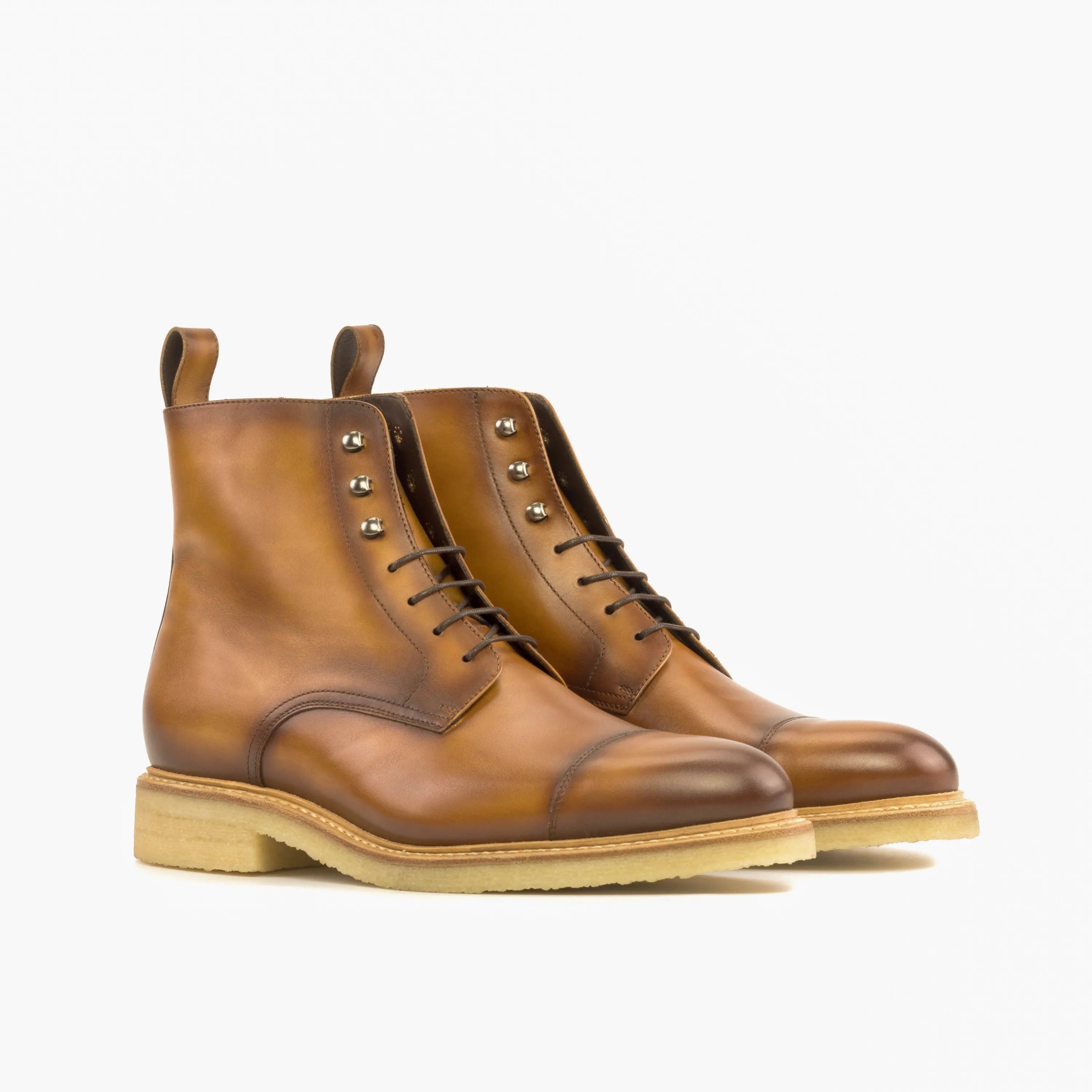 Pair of brown leather lace-up Disray Jumper Boots for stylish footwear in the fast lane