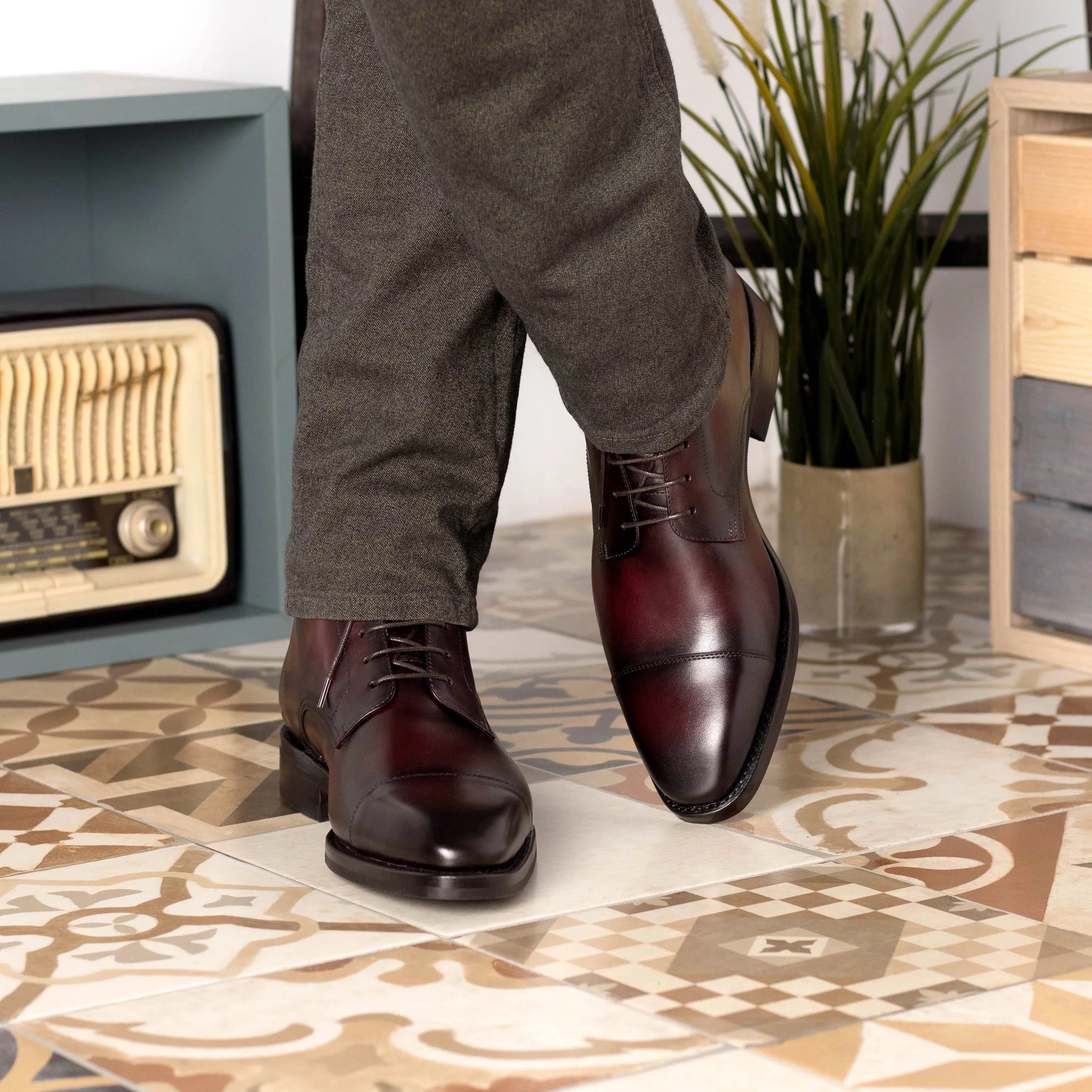Burgundy leather dress shoes featured in Donny Jumper Boots from Fast Lane collection